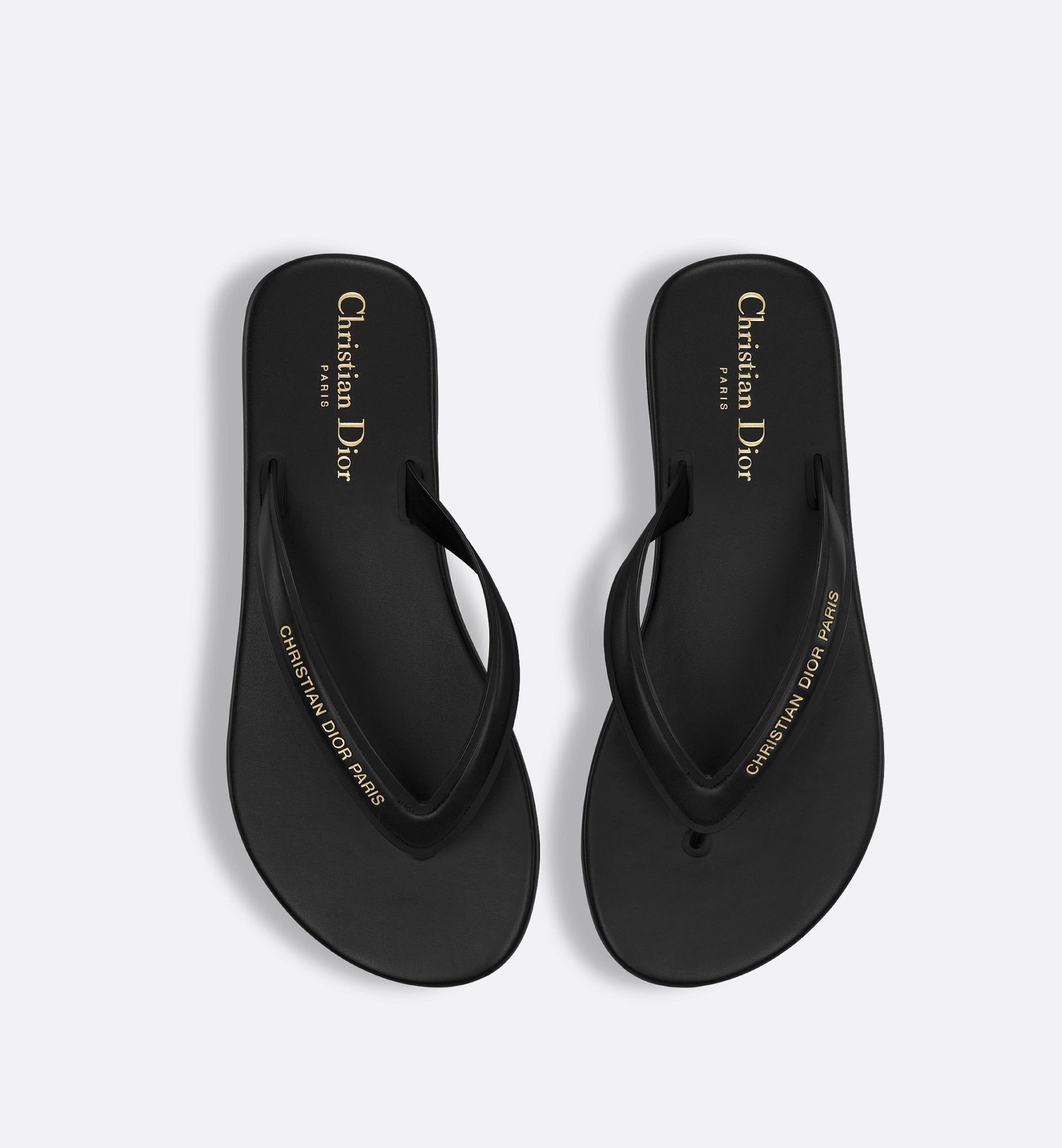 Diorsea Thong Sandal Black Leather Effect Fabric