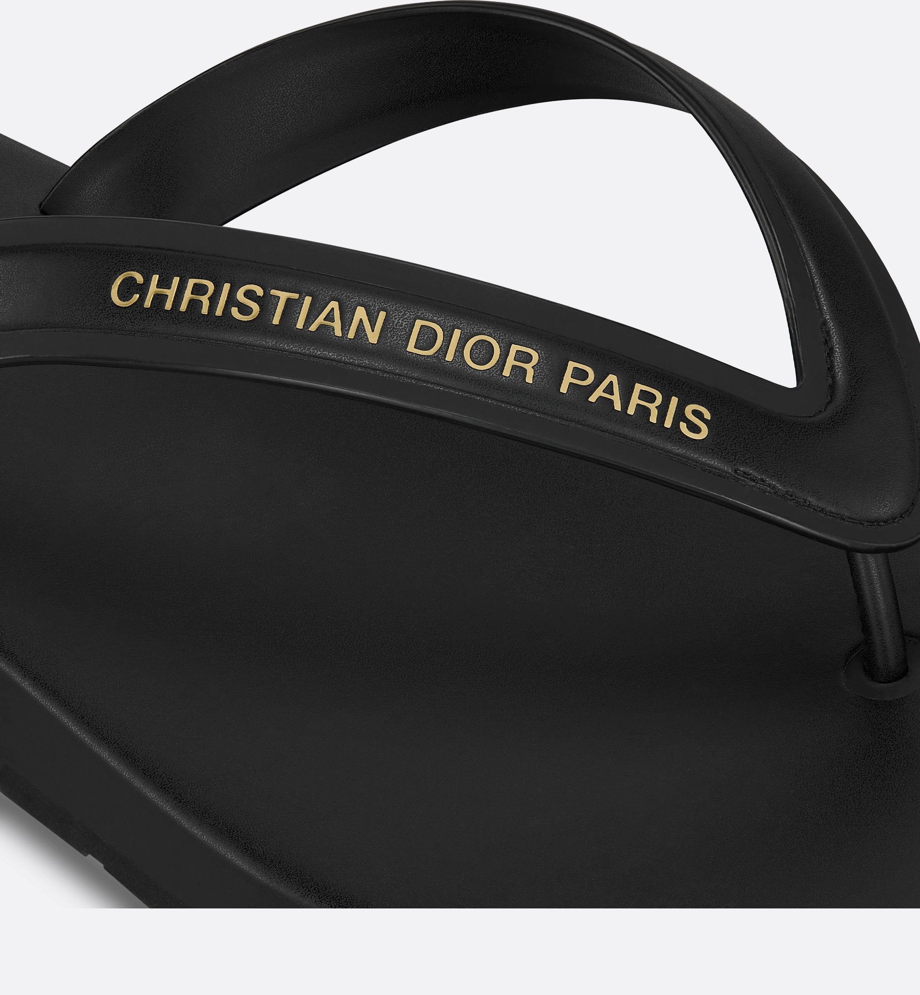 Diorsea Thong Sandal Black Leather Effect Fabric