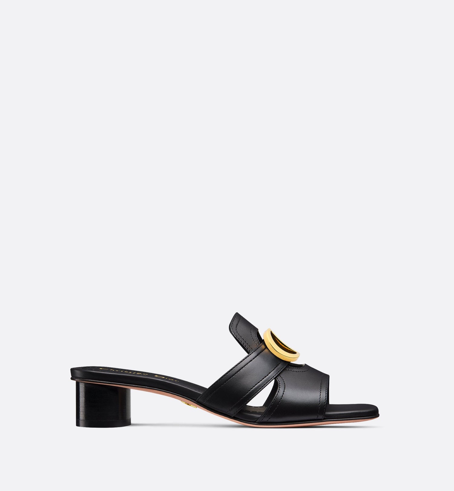 30 Montaigne Heeled Slide Black Calfskin