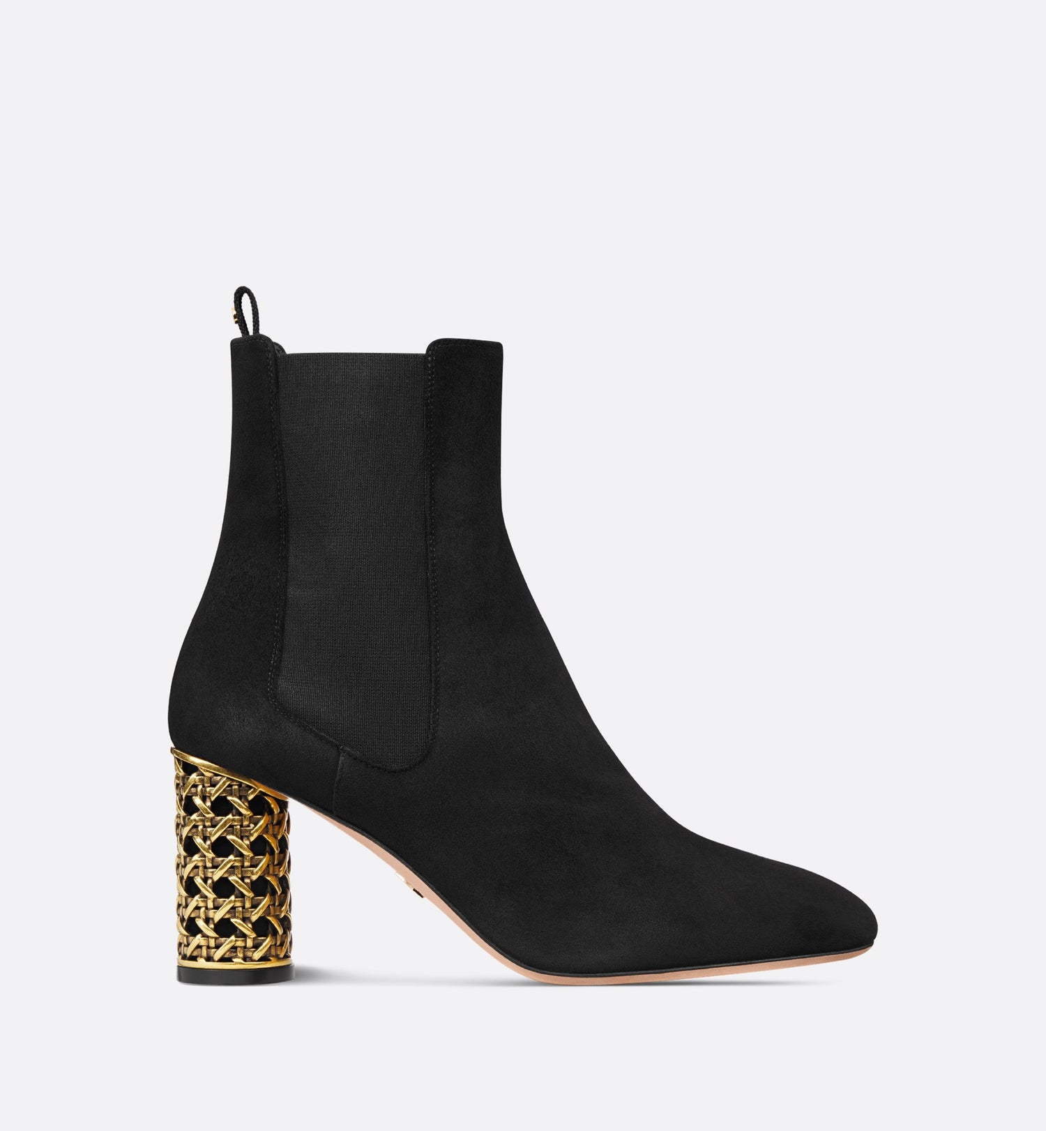 Icon Heeled Ankle Boot Black Suede Goatskin