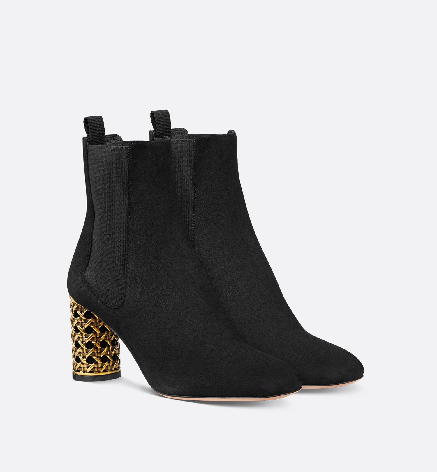 Icon Heeled Ankle Boot Black Suede Goatskin