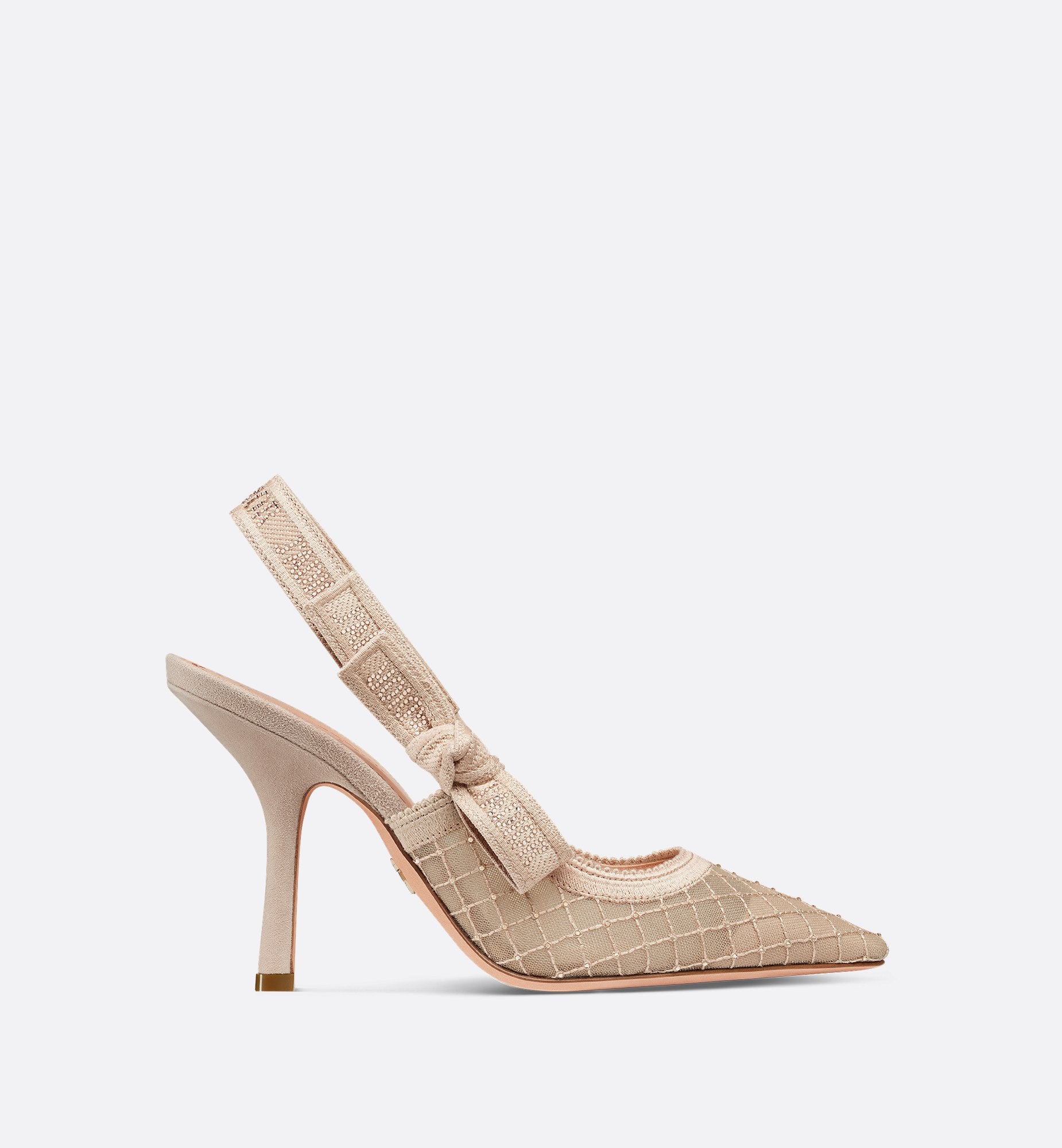 JAdior Slingback Pump Transparent Mesh Embroidered With Nude Strass