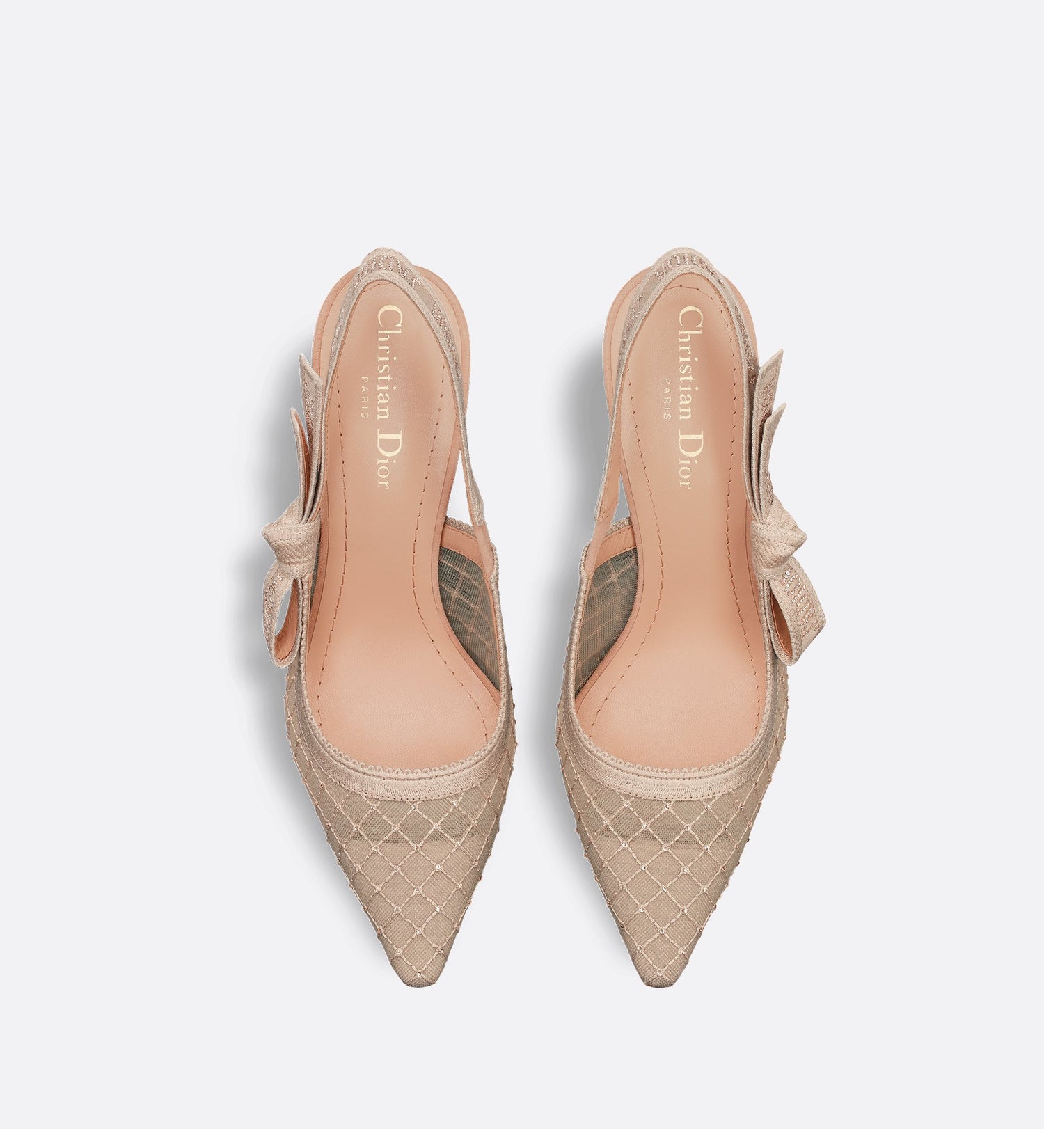 JAdior Slingback Pump Transparent Mesh Embroidered With Nude Strass