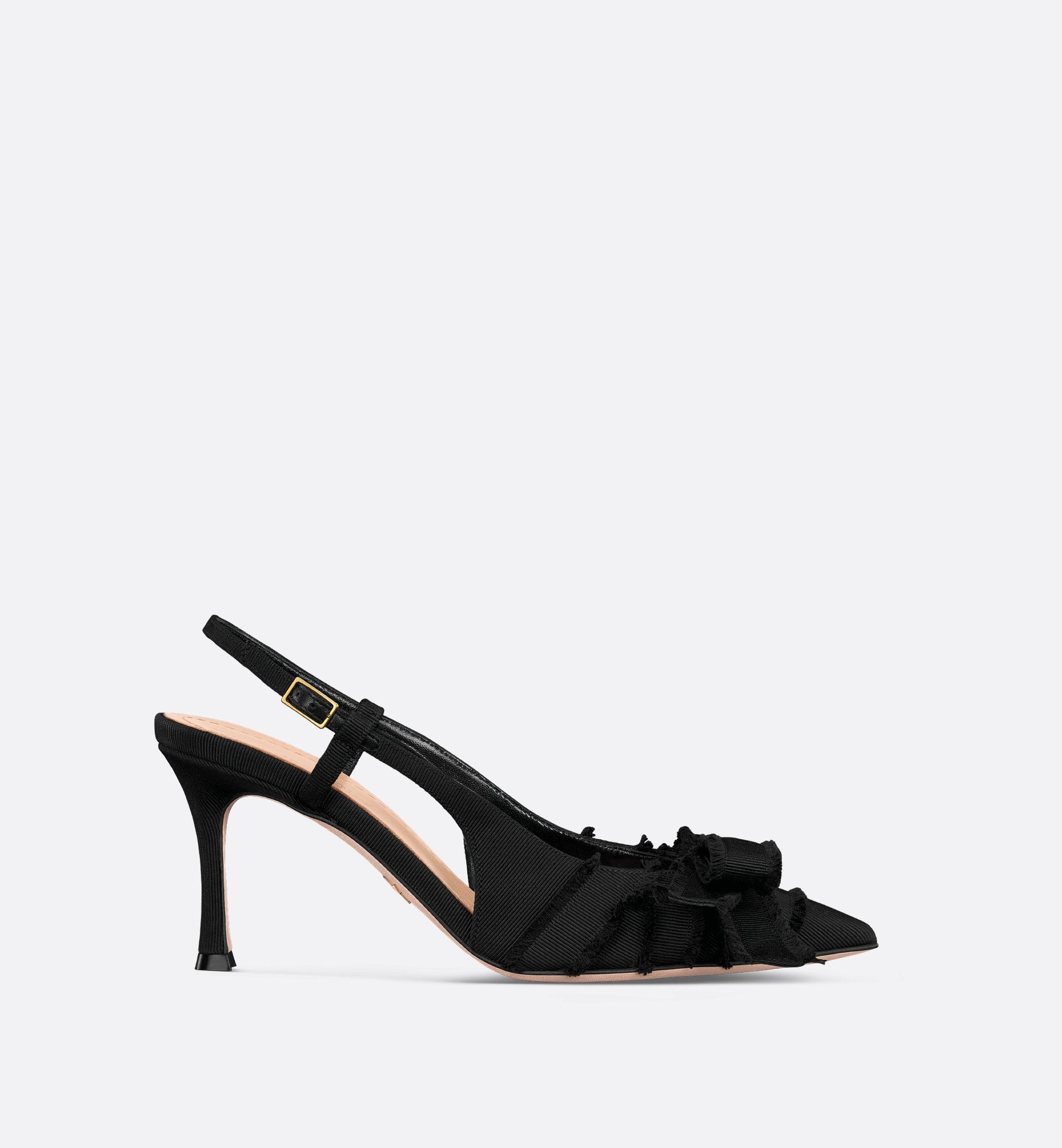 Adiorable Slingback Pump Black Fringed Grosgrain