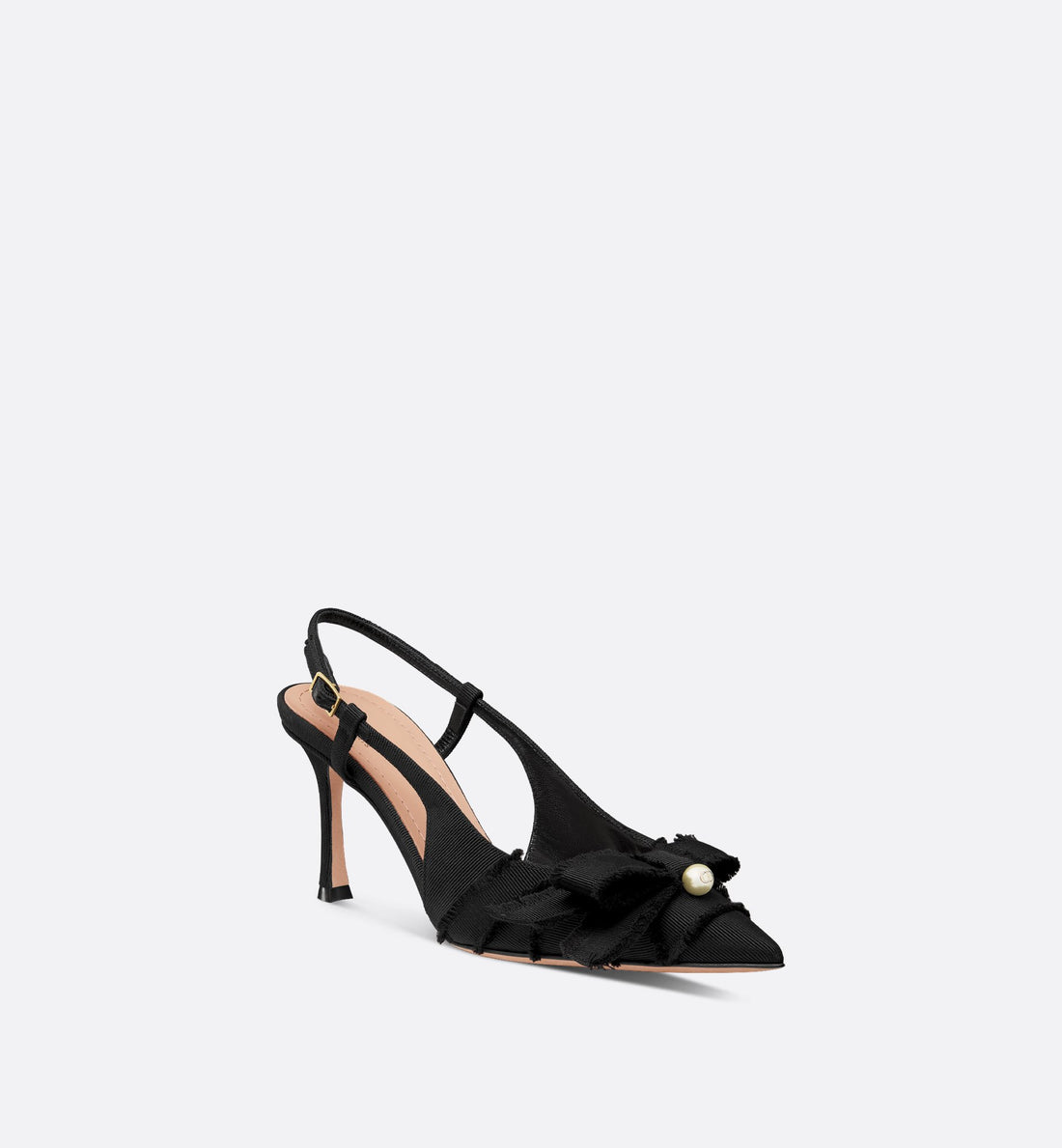 Adiorable Slingback Pump Black Fringed Grosgrain