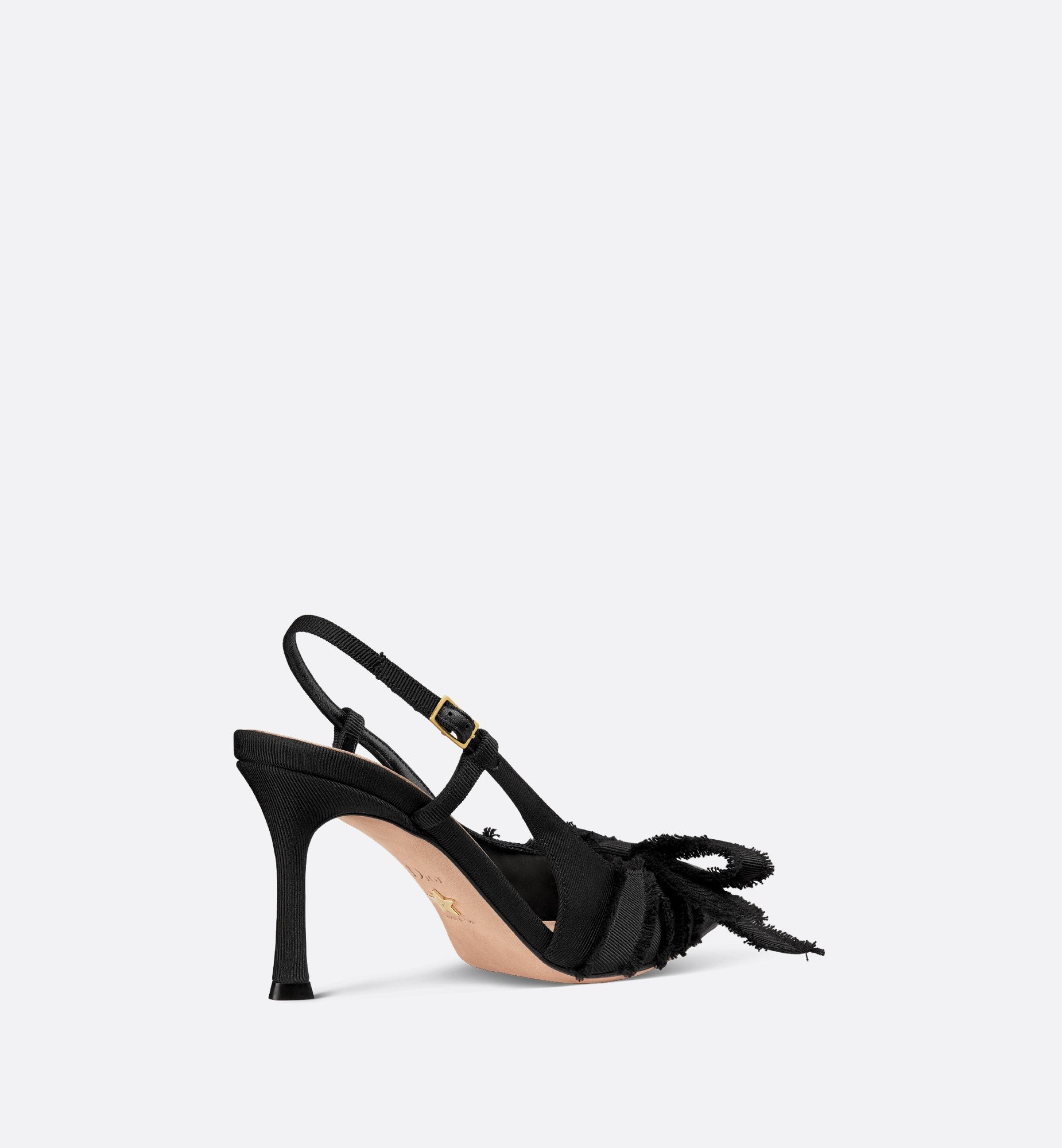 Adiorable Slingback Pump Black Fringed Grosgrain