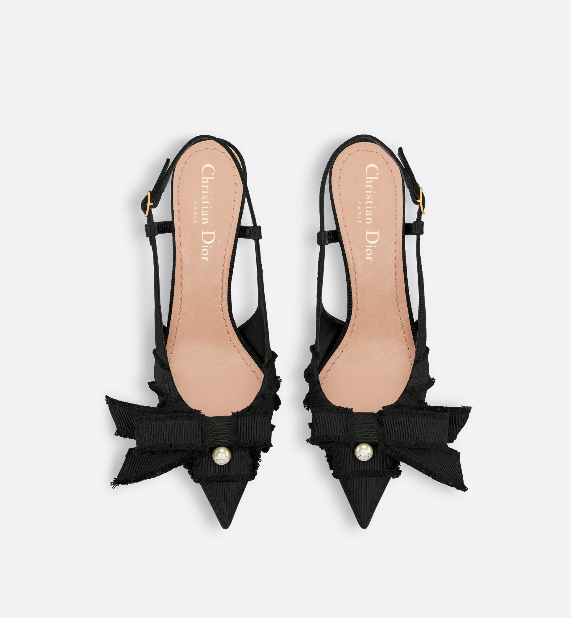 Adiorable Slingback Pump Black Fringed Grosgrain