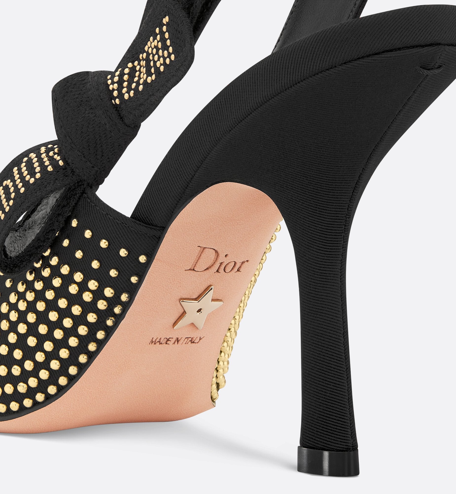 JAdior Slingback Pump Black Grosgrain And Gold-Finish Studs