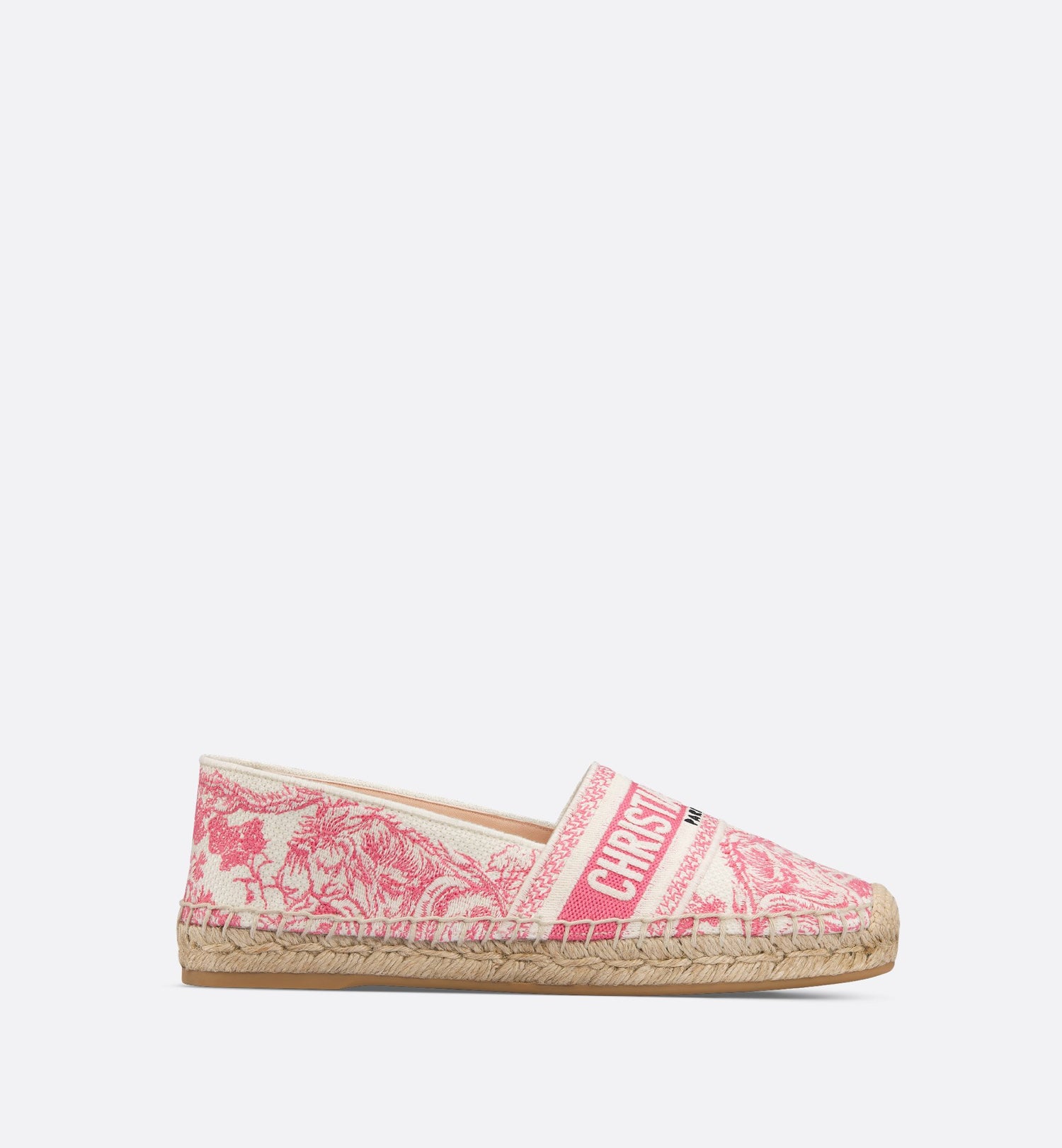 Dioriviera Dior Granville Espadrille Cotton Embroidered With Candy Pink Toile De Jouy Sauvage Motif