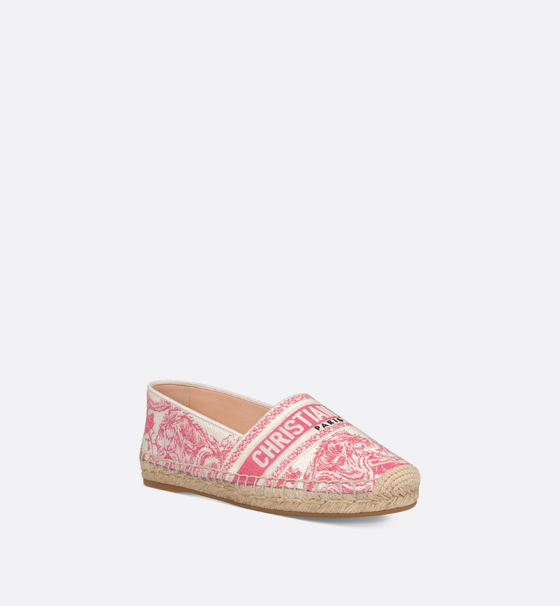 Dioriviera Dior Granville Espadrille Cotton Embroidered With Candy Pink Toile De Jouy Sauvage Motif