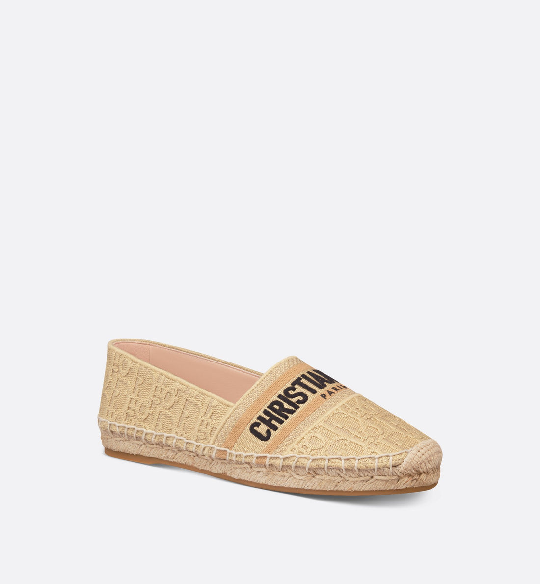 Dior Granville Espadrille Natural Raffia-Effect Cotton Embroidered With Dior Oblique Motif