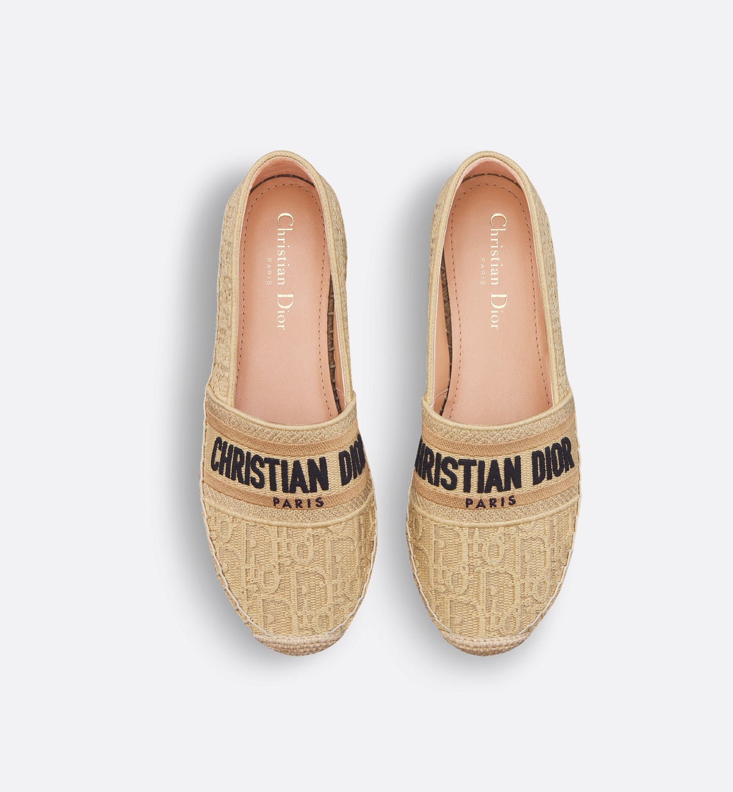 Dior Granville Espadrille Natural Raffia-Effect Cotton Embroidered With Dior Oblique Motif