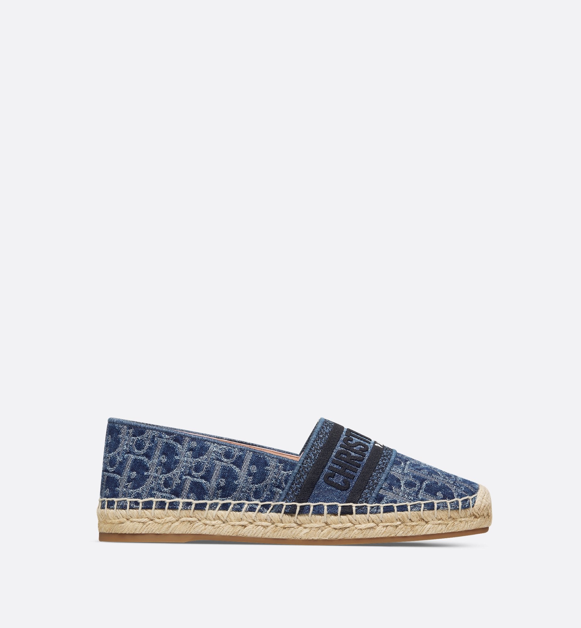 Dior Granville Espadrille Blue Stonewashed-Effect Cotton Denim Embroidered With Dior Oblique Motif