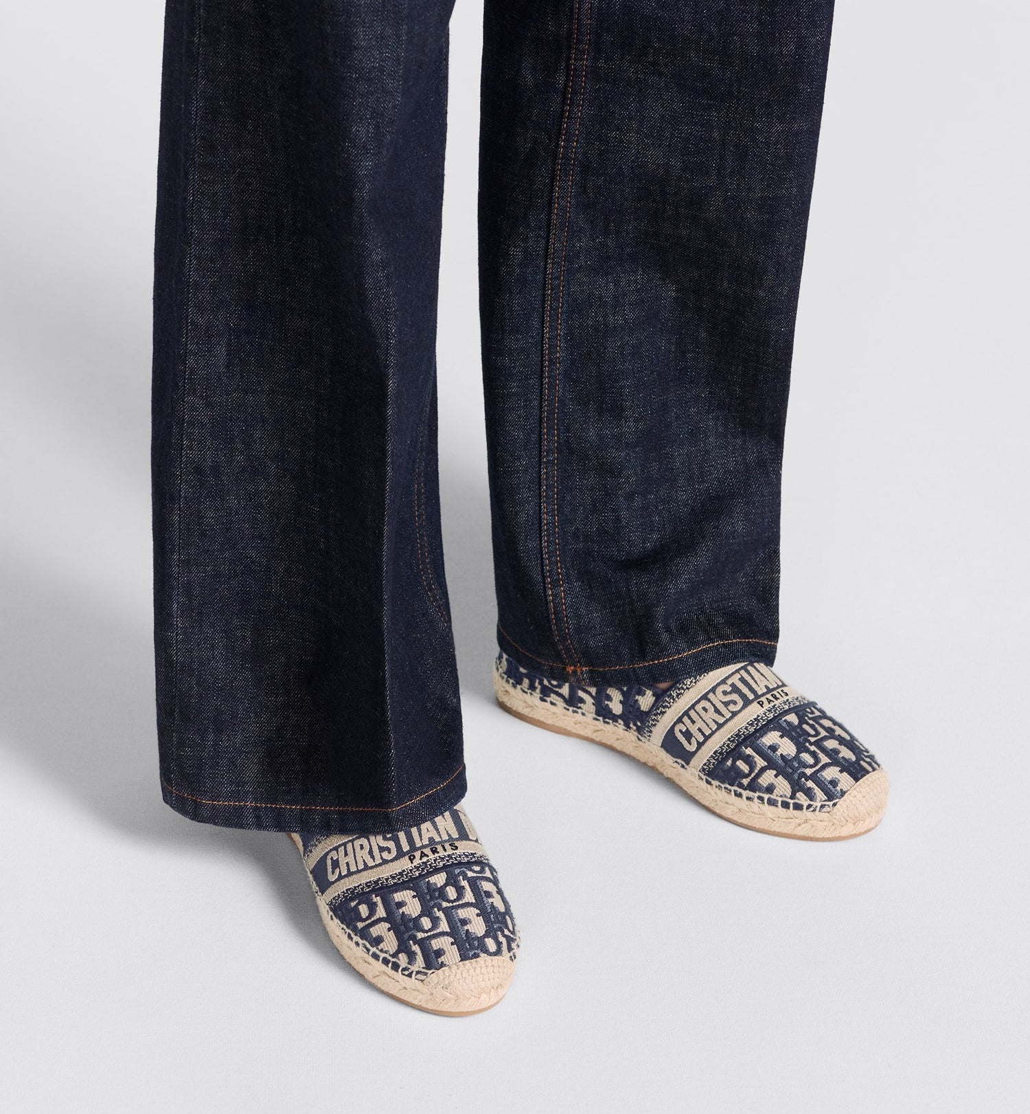 Granville Espadrille Deep Blue Dior Oblique Embroidered Cotton