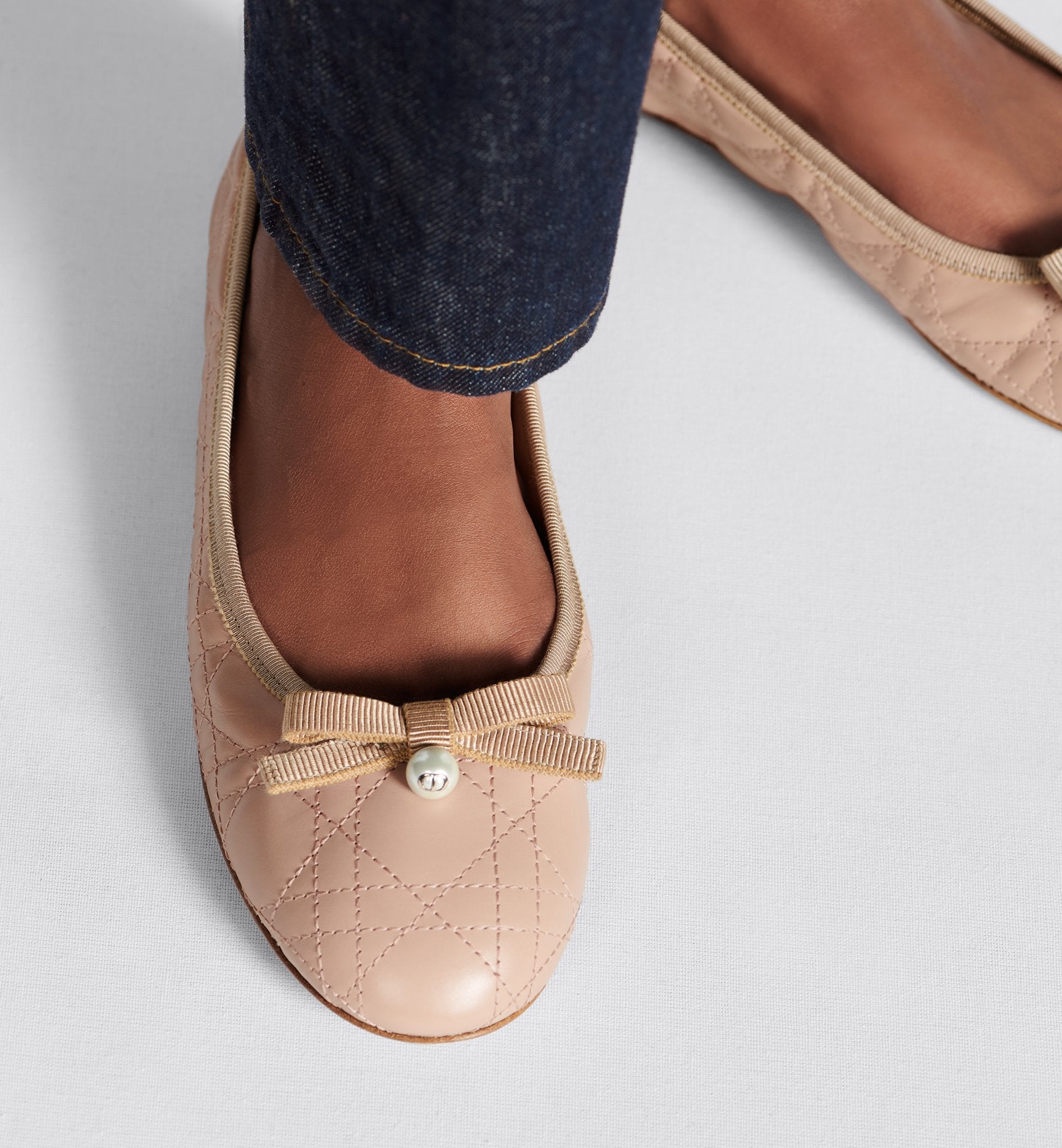 Dior Ballet Flat Nude Quilted Cannage Calfskin