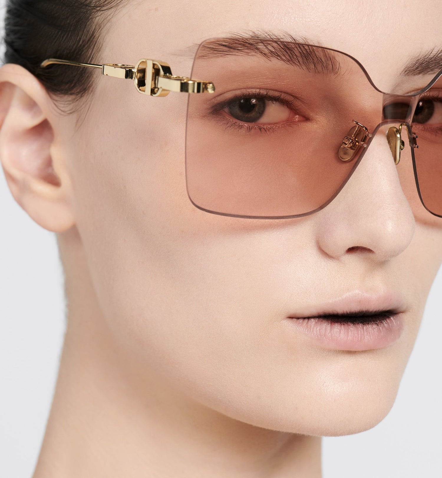 Cd Chain M1U Nude Square Sunglasses