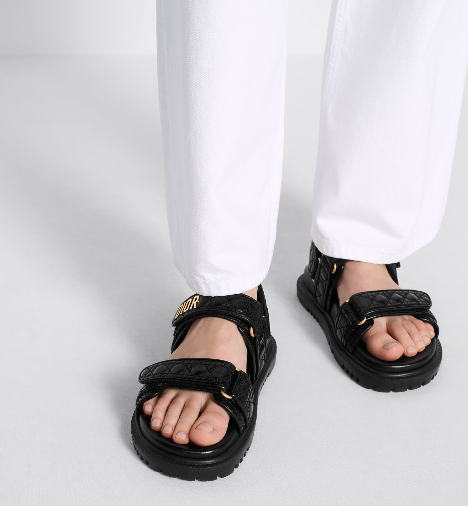 Dioract Sandal Black Quilted Cannage Calfskin