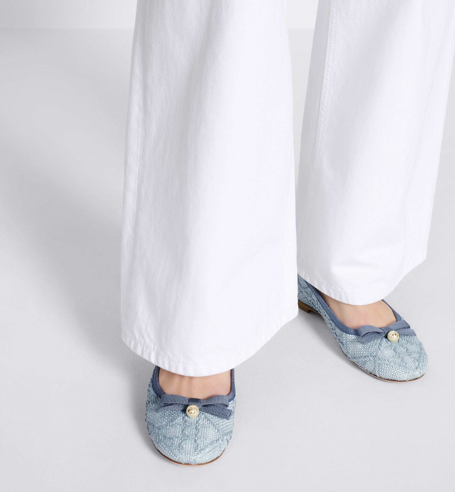 Dior Ballet Flat Pastel Blue Cannage Raffia