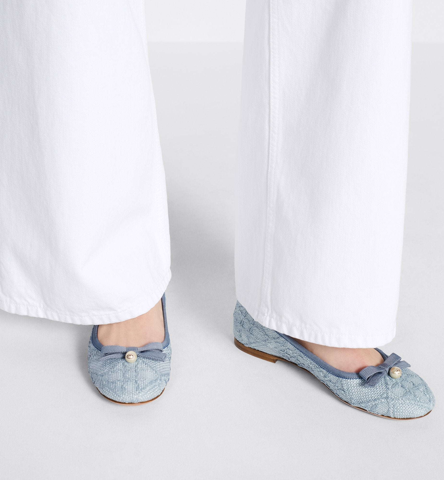 Dior Ballet Flat Pastel Blue Cannage Raffia