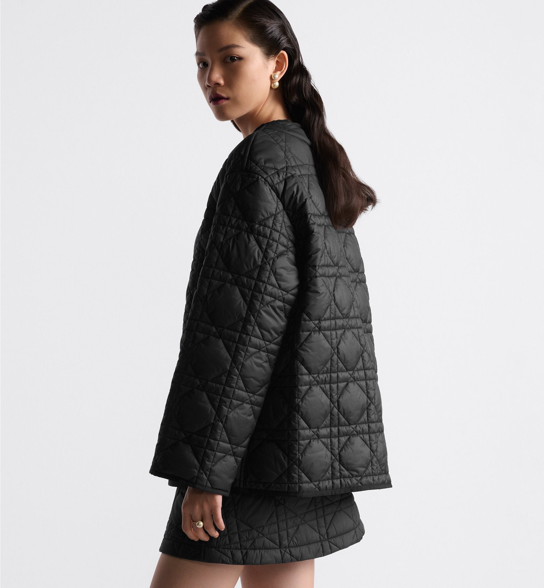 Macrocannage Peacoat Black Quilted Technical Taffeta