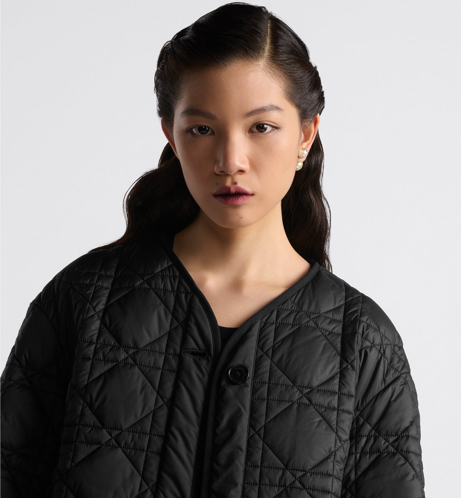 Macrocannage Peacoat Black Quilted Technical Taffeta