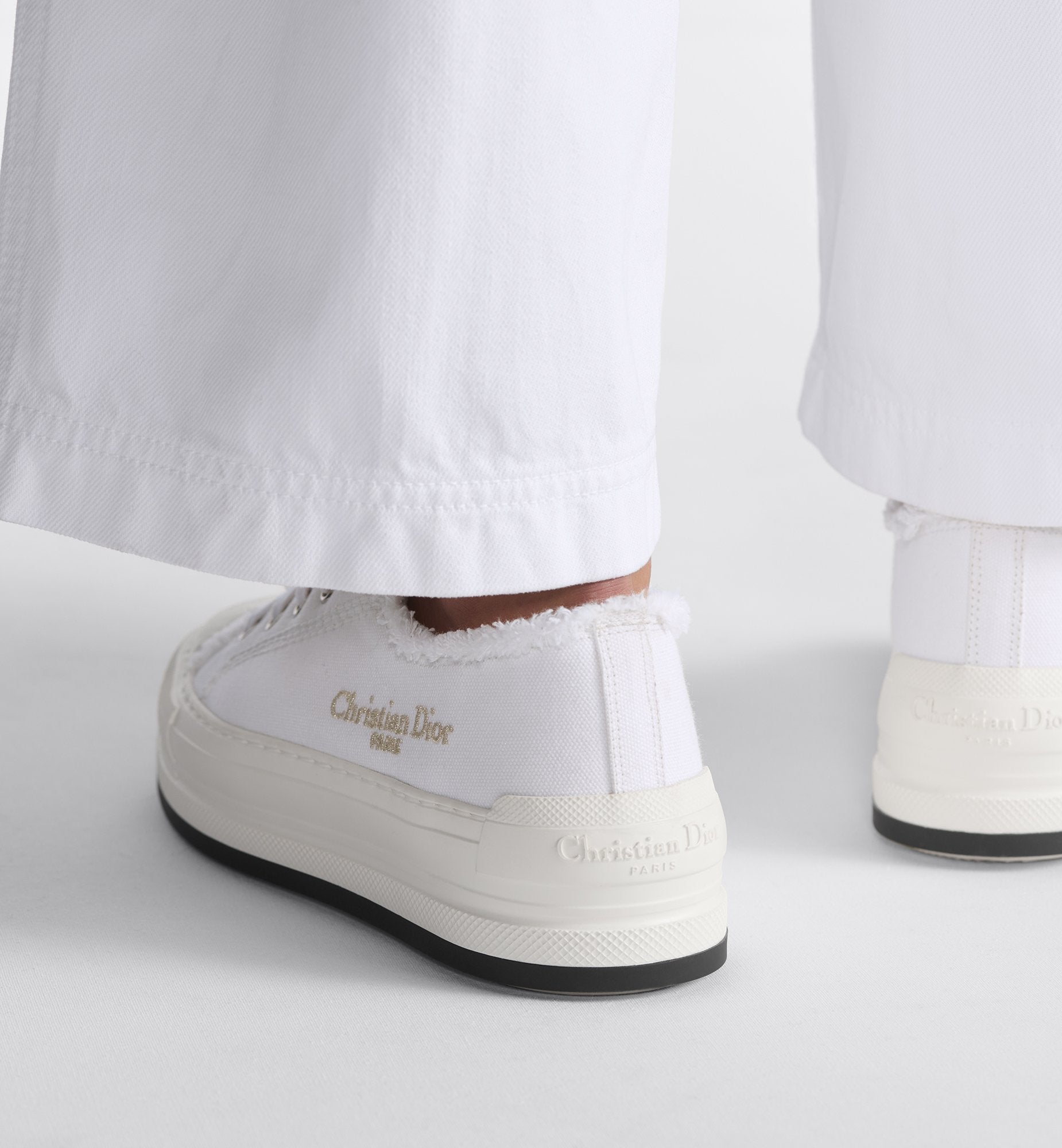 Dioriviera Walk N Dior Platform Sneaker White Fringed And Embroidered Cotton Canvas