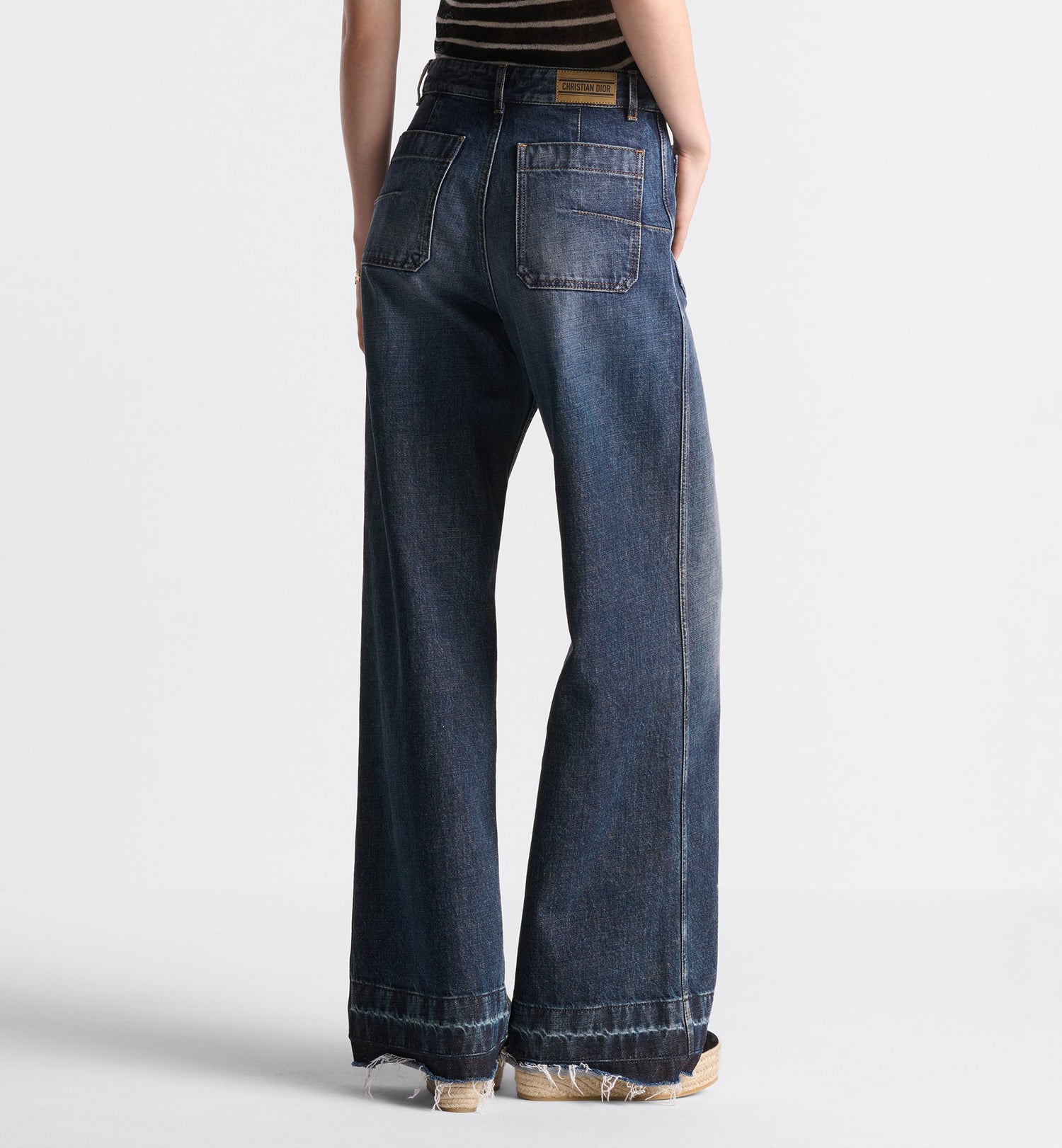 Flared Jeans Blue Stonewashed Cotton Denim