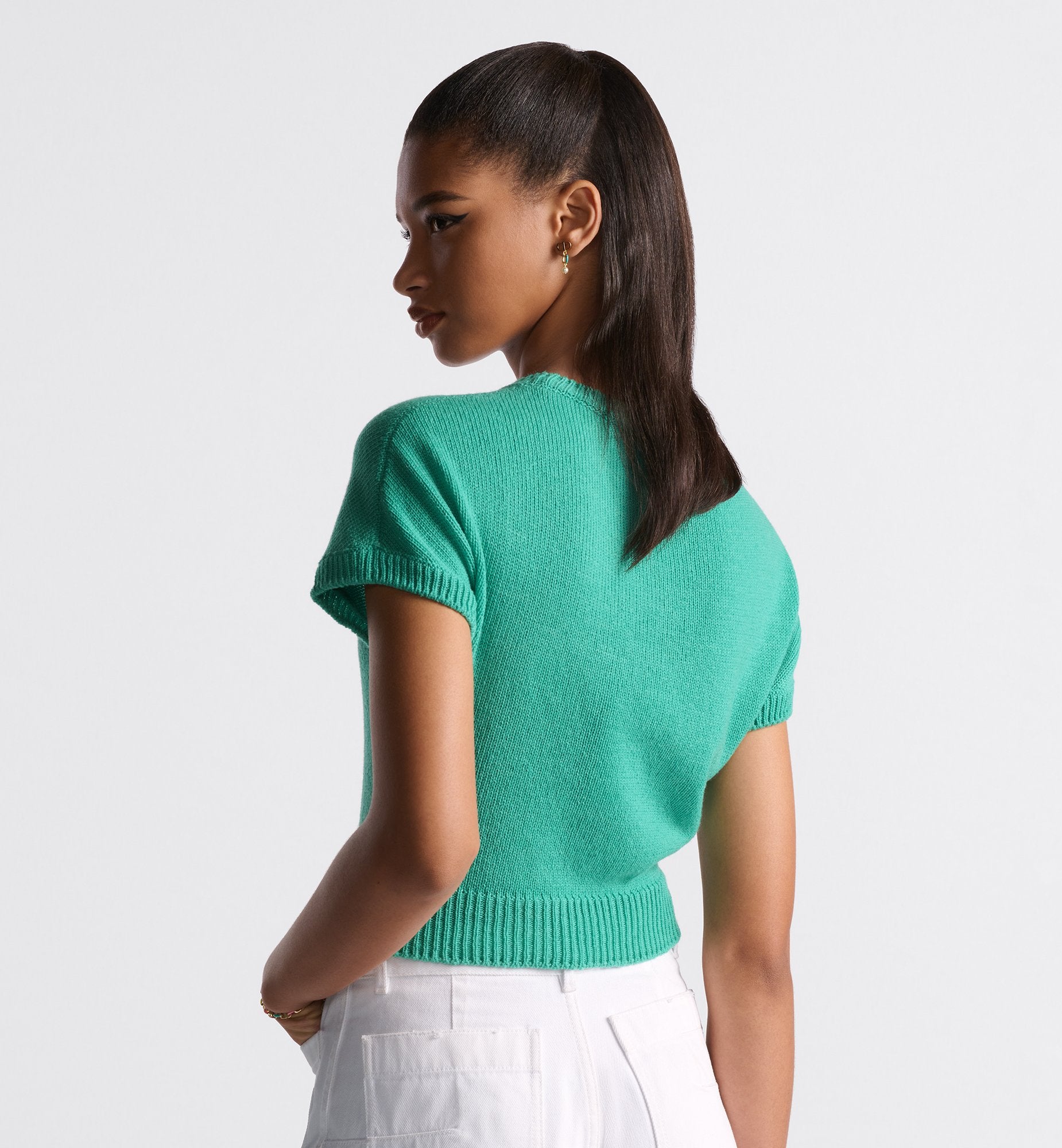 Dioriviera Short-Sleeved Sweater Aquamarina Cashmere Knit