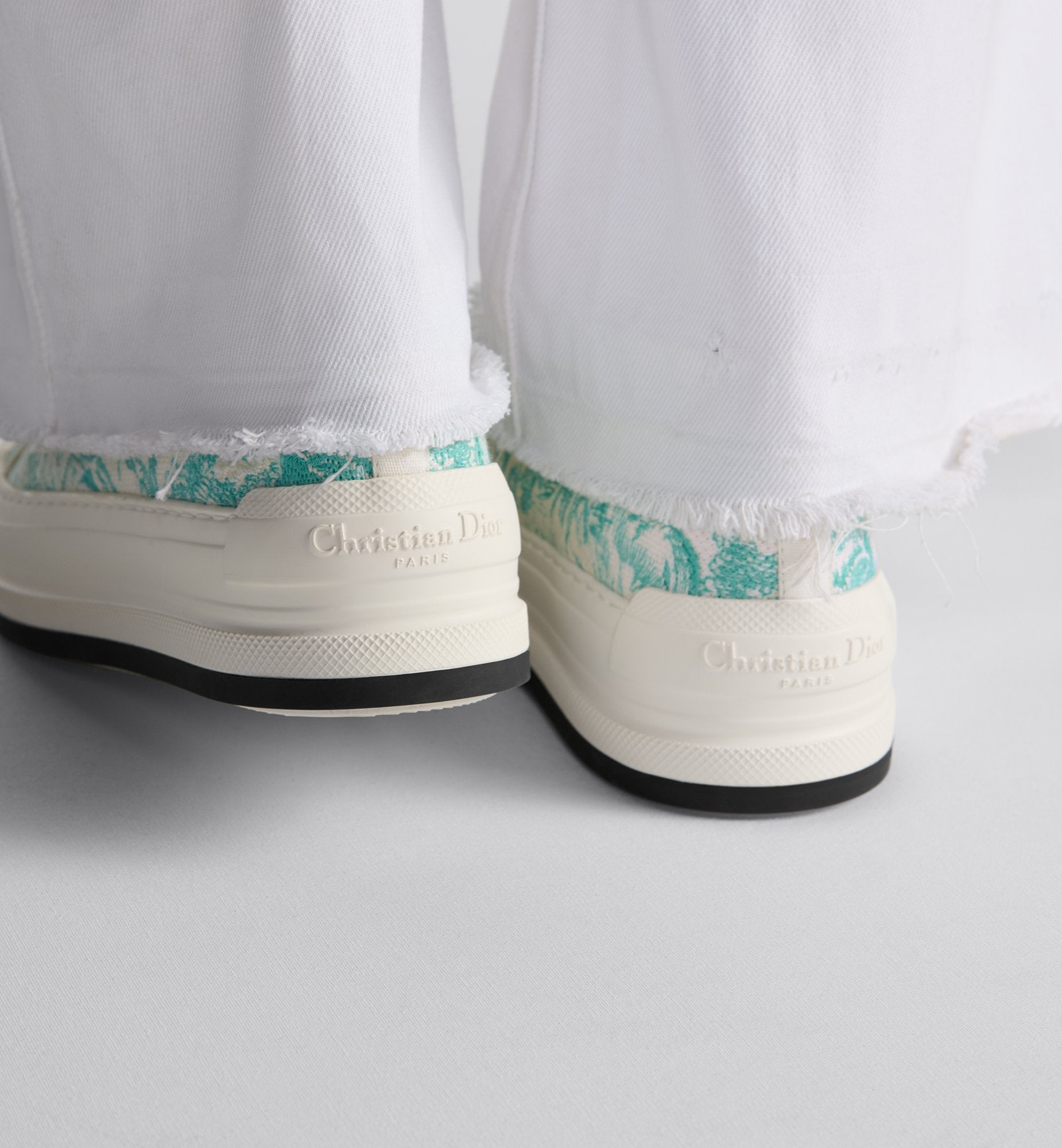 Dioriviera Walk N Dior Platform Sneaker Cotton Embroidered With Aquamarina Toile De Jouy Sauvage Motif