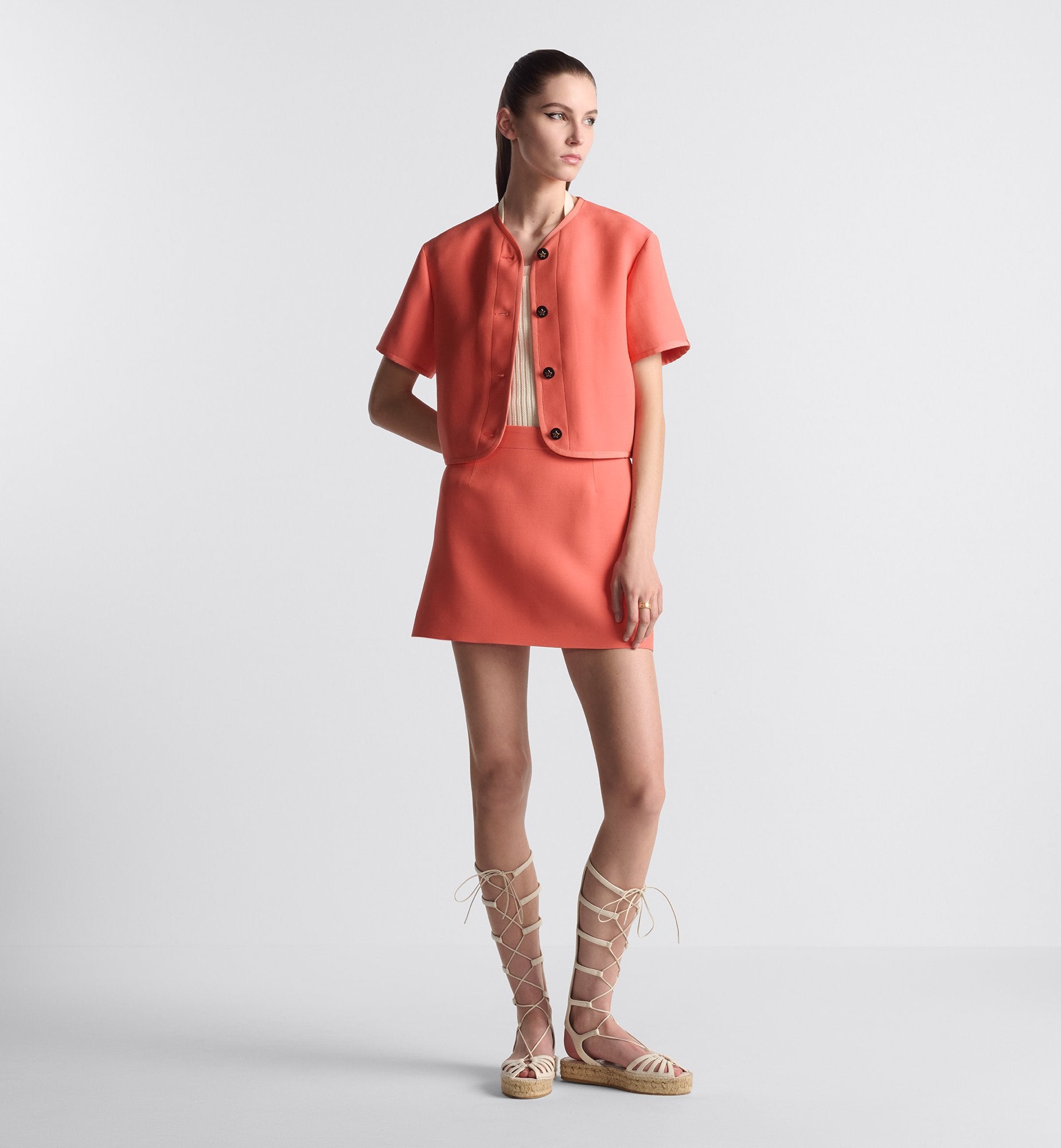 Dioriviera Miniskirt Coral Wool And Silk