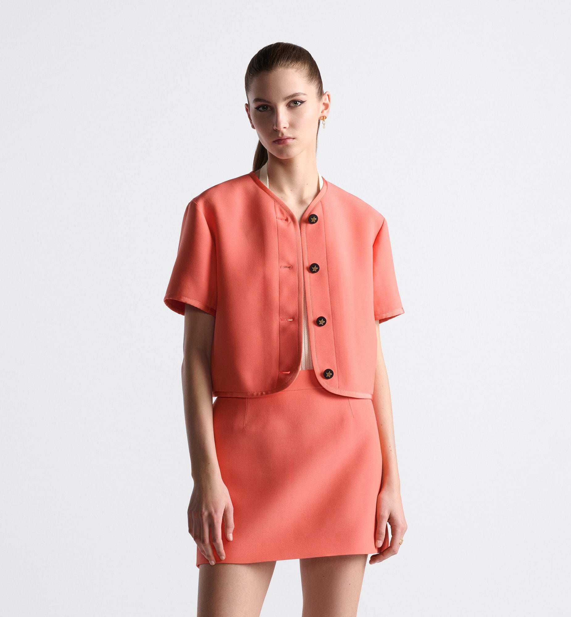 Dioriviera Cropped Jacket Coral Wool And Silk