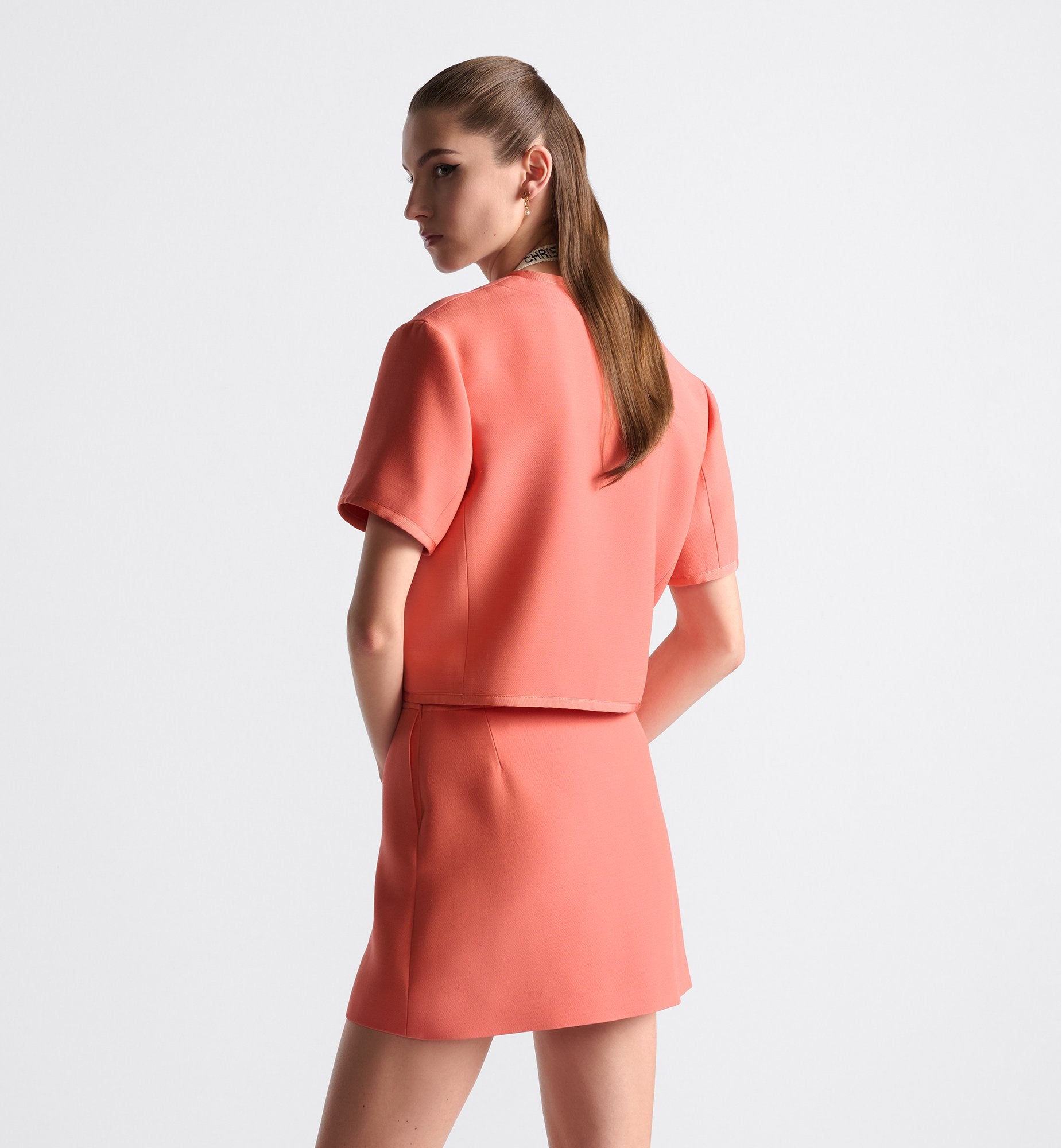 Dioriviera Cropped Jacket Coral Wool And Silk