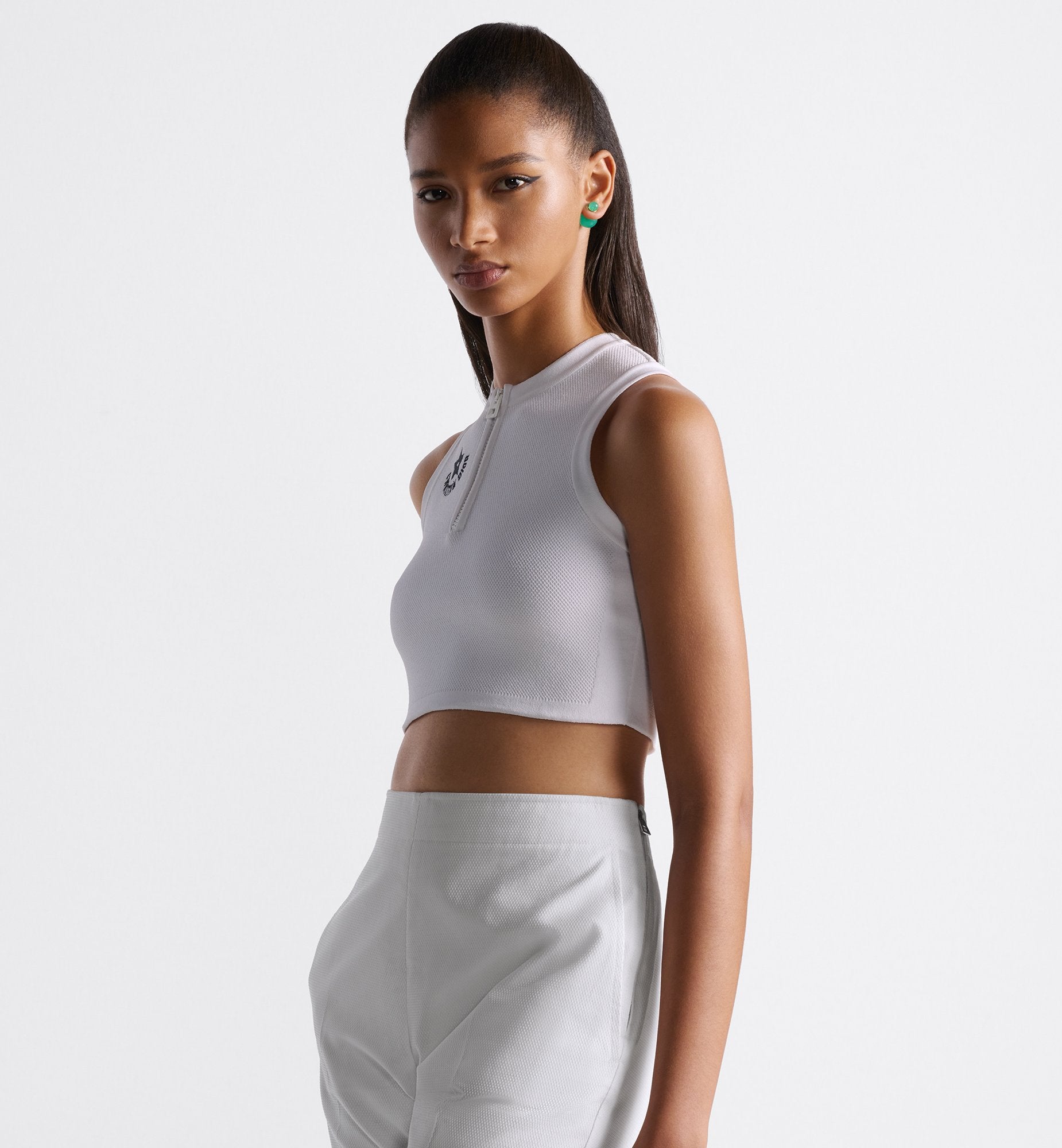 Dioriviera Cropped Tank Top White Technical Mesh