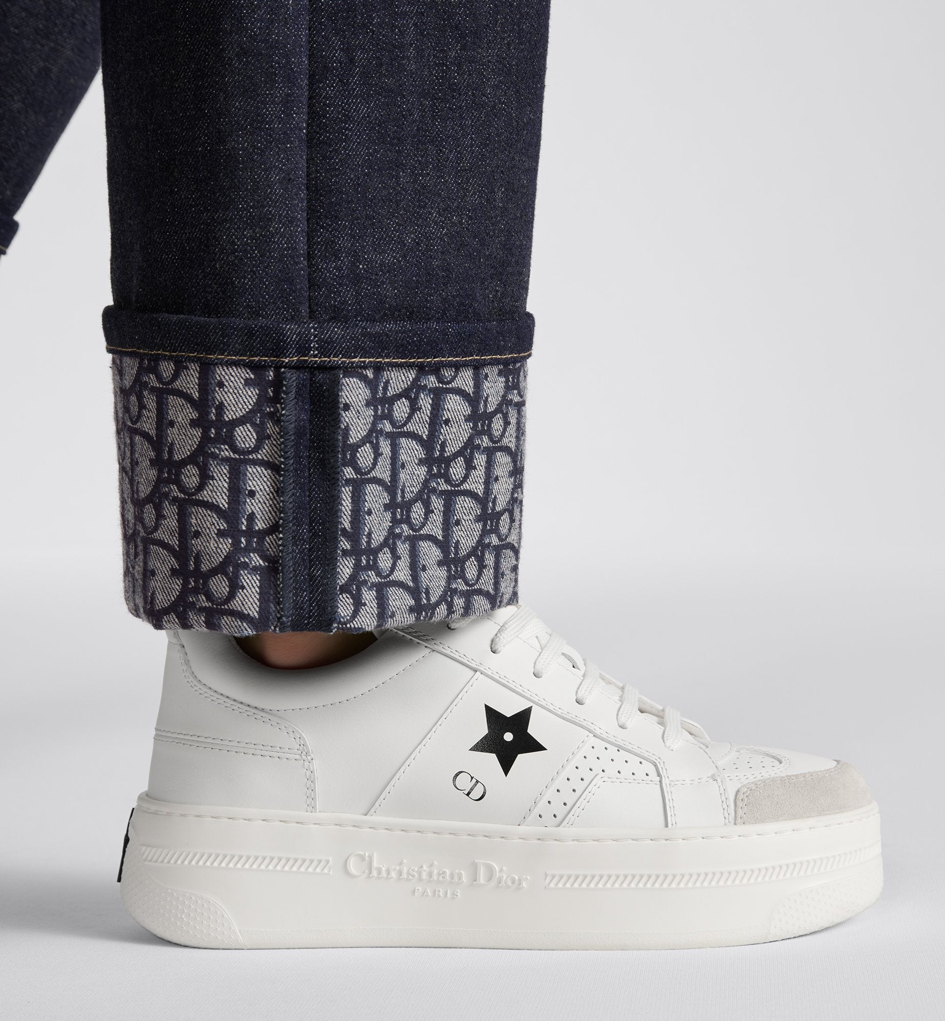 Star Platform Sneaker White Calfskin And Suede Calfskin