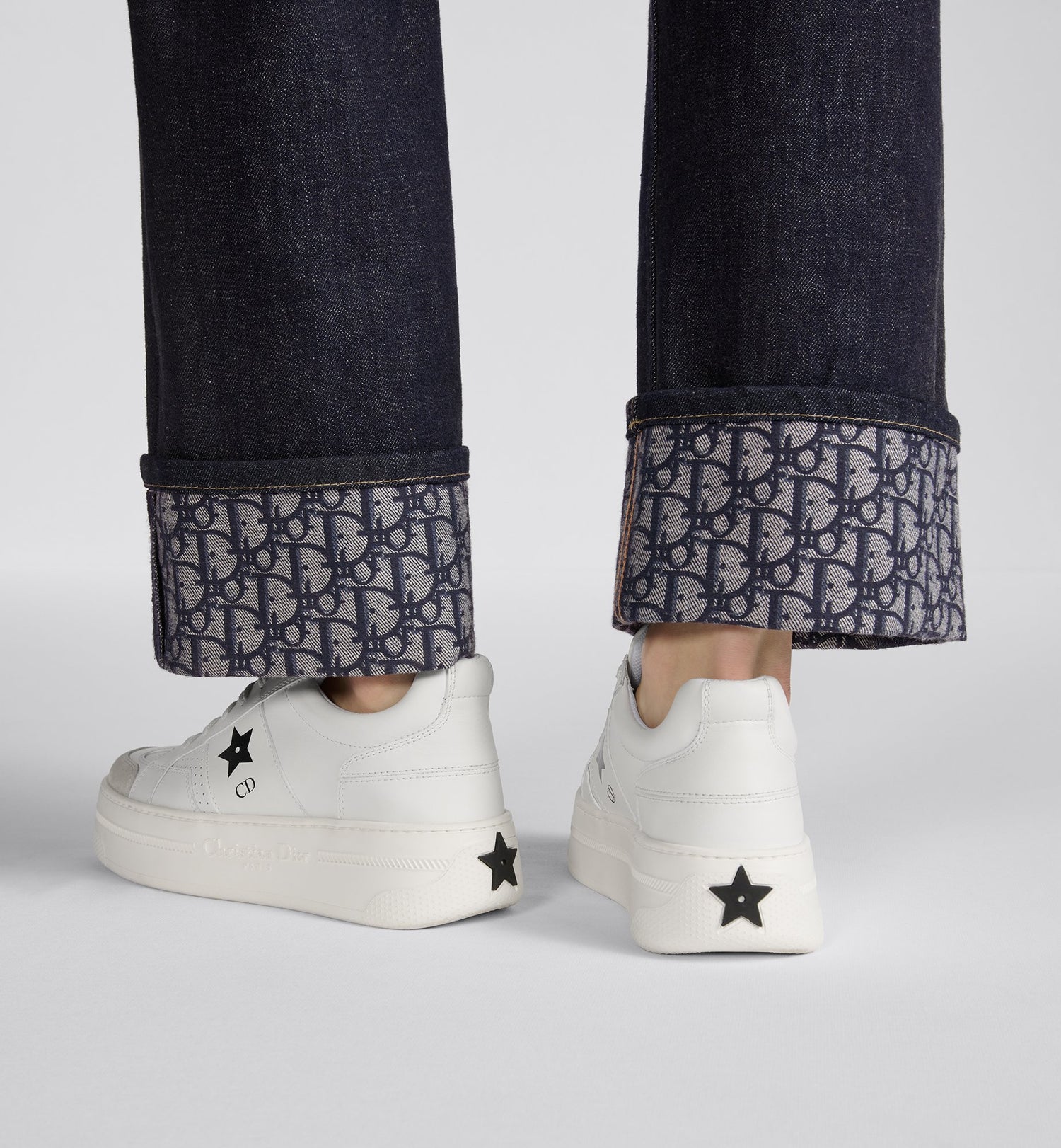 Dior Star Platform Sneaker White Calfskin And Suede Calfskin