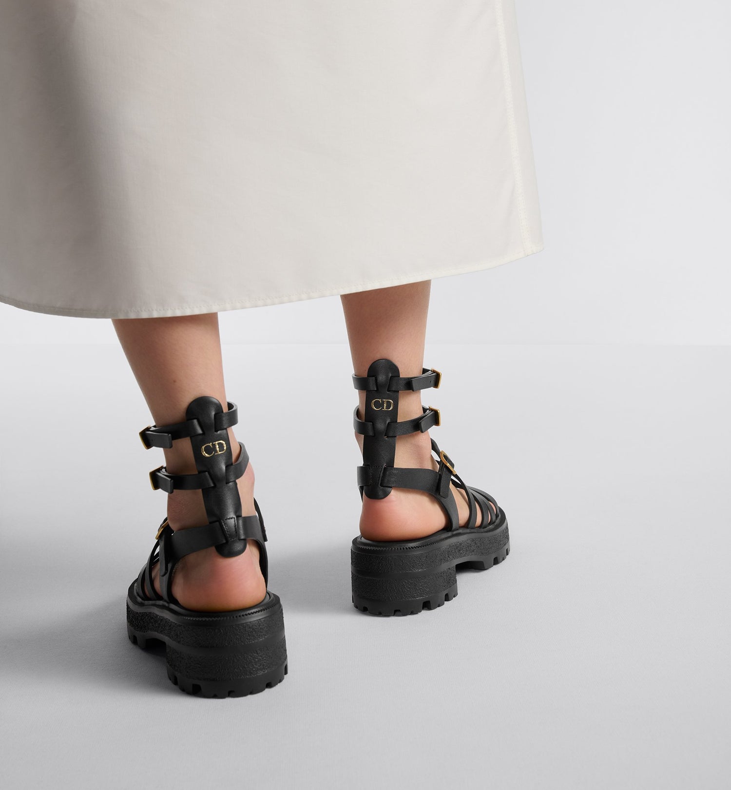 Bay Platform Sandal Black Calfskin