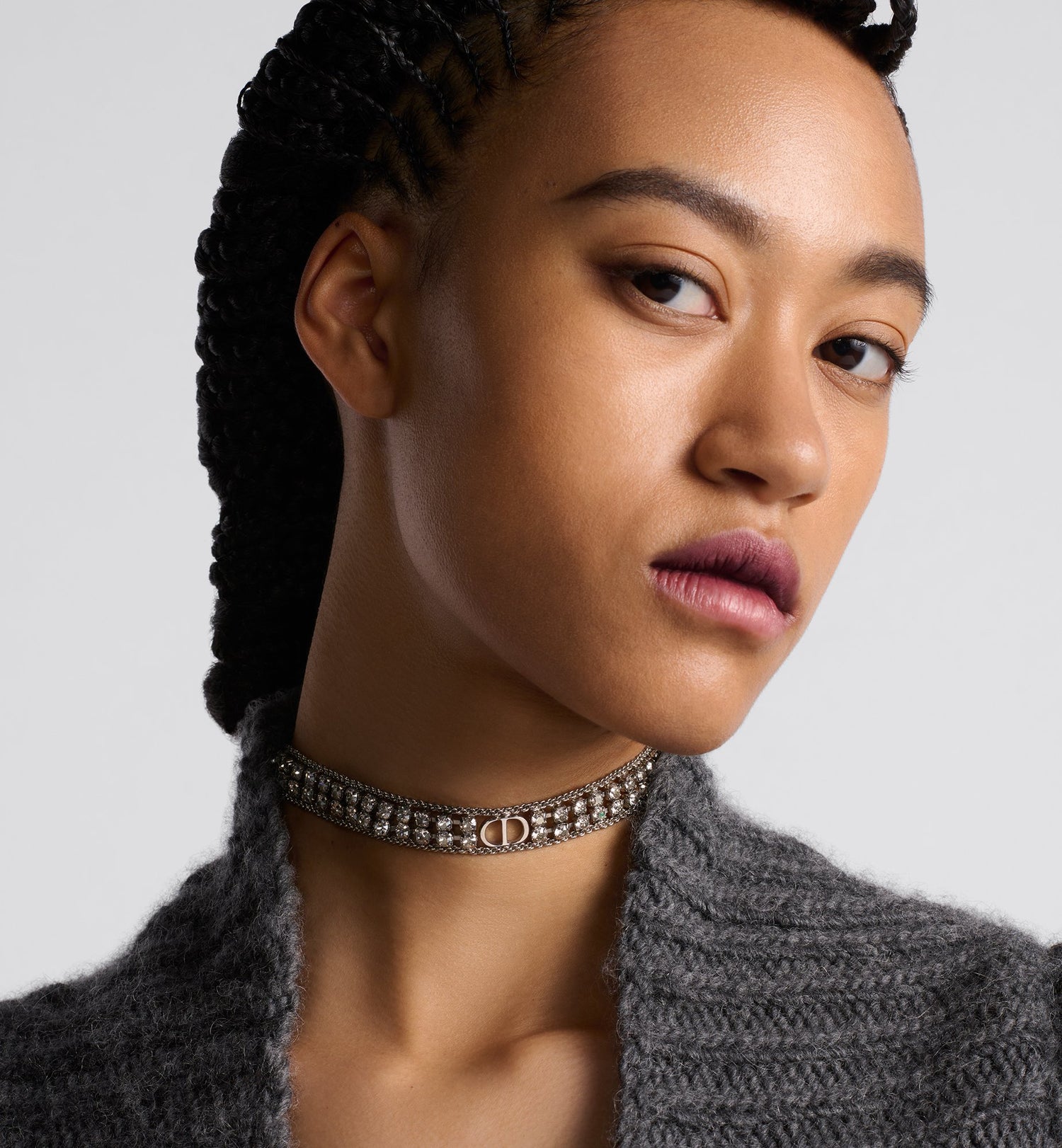 Sparkle Choker Palladium Finish Metal And Silver-Tone Crystals