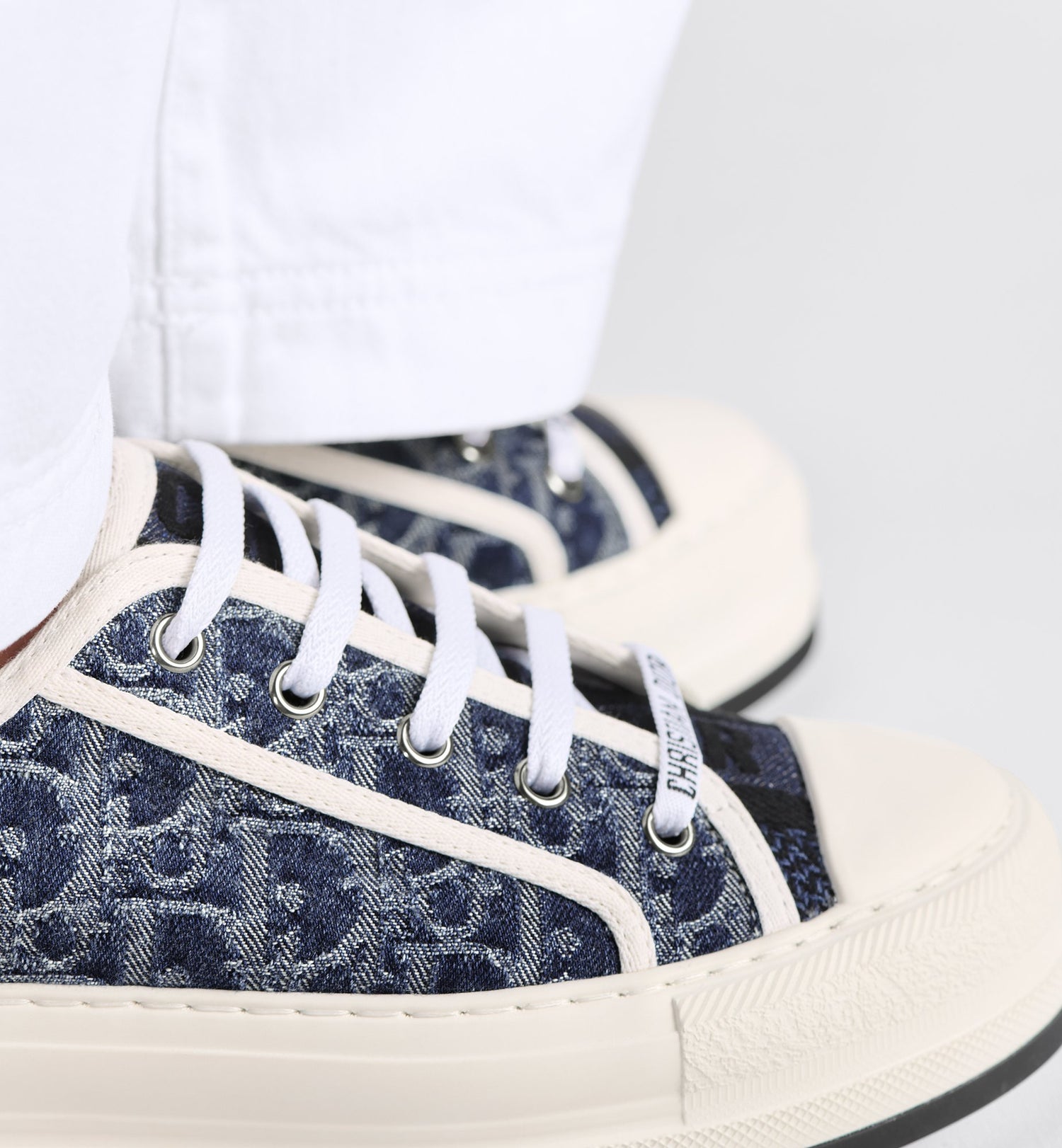 Walk N Dior Platform Sneaker Blue Stonewashed Effect Cotton Denim Embroidered With Dior Oblique Motif