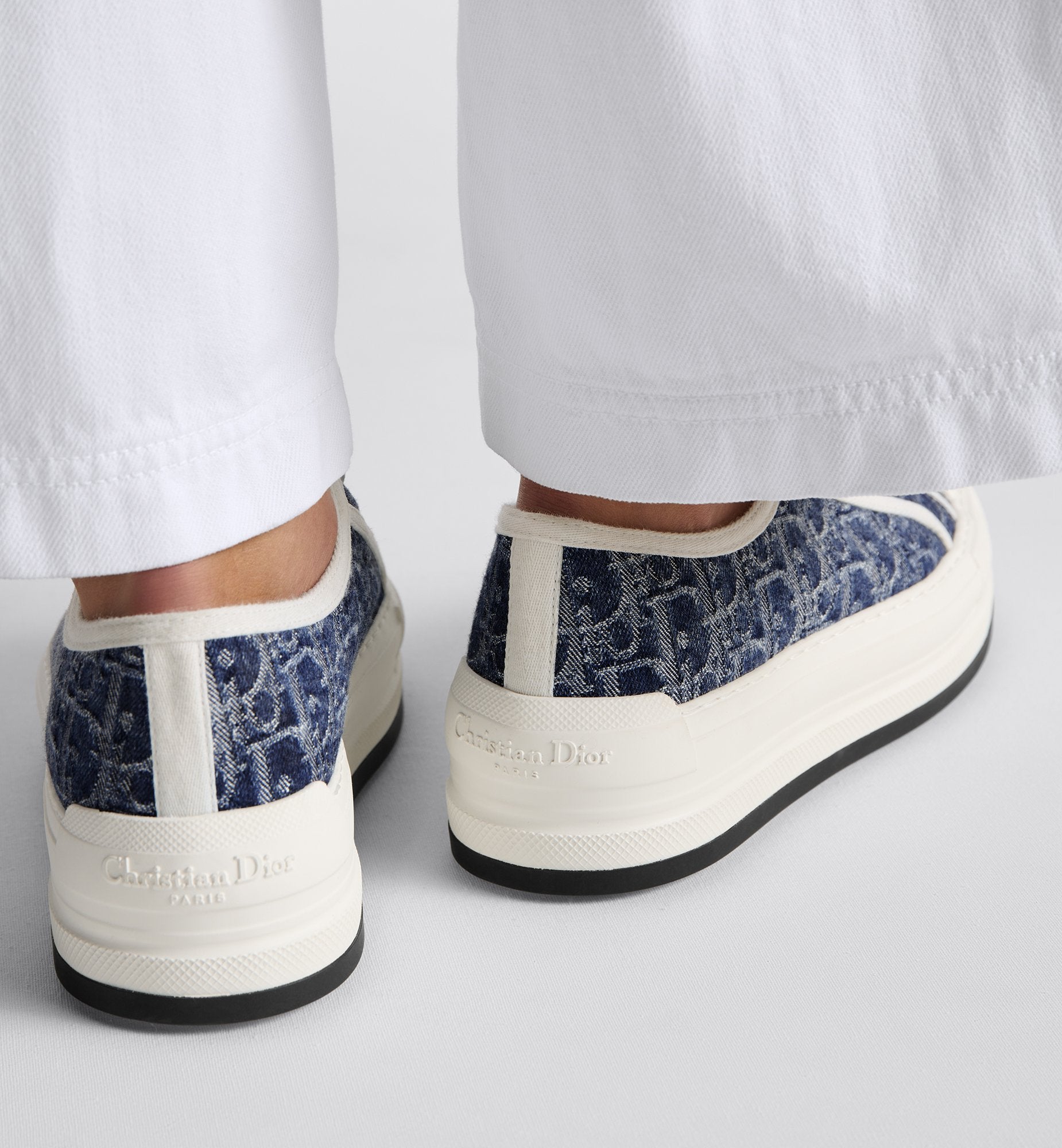 Walk N Dior Platform Sneaker Blue Stonewashed Effect Cotton Denim Embroidered With Dior Oblique Motif