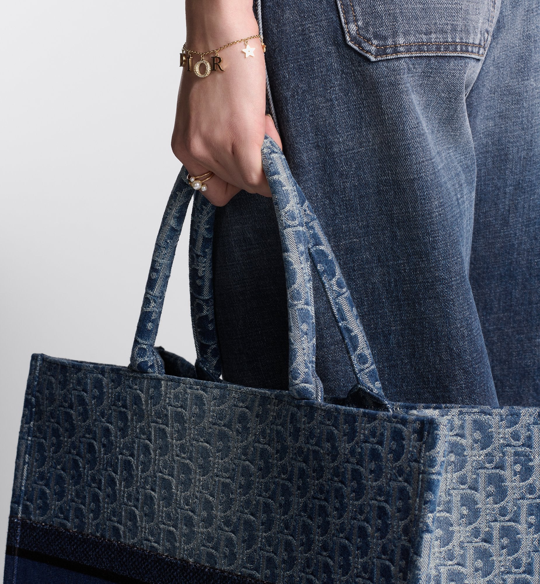 Large Dior Book Tote Blue Denim Dior Oblique Jacquard