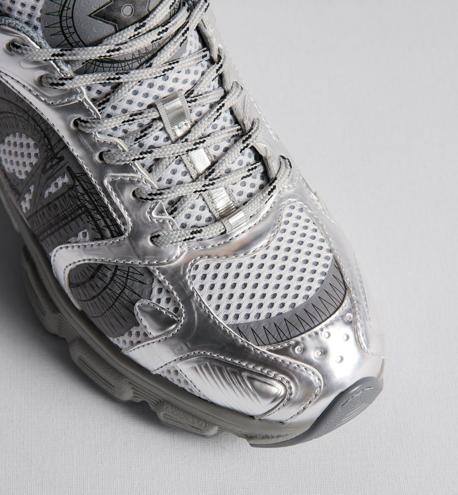 Dior Chrono Sneaker Gray Mesh With Silver-Tone Laminated Leather-Effect Panels