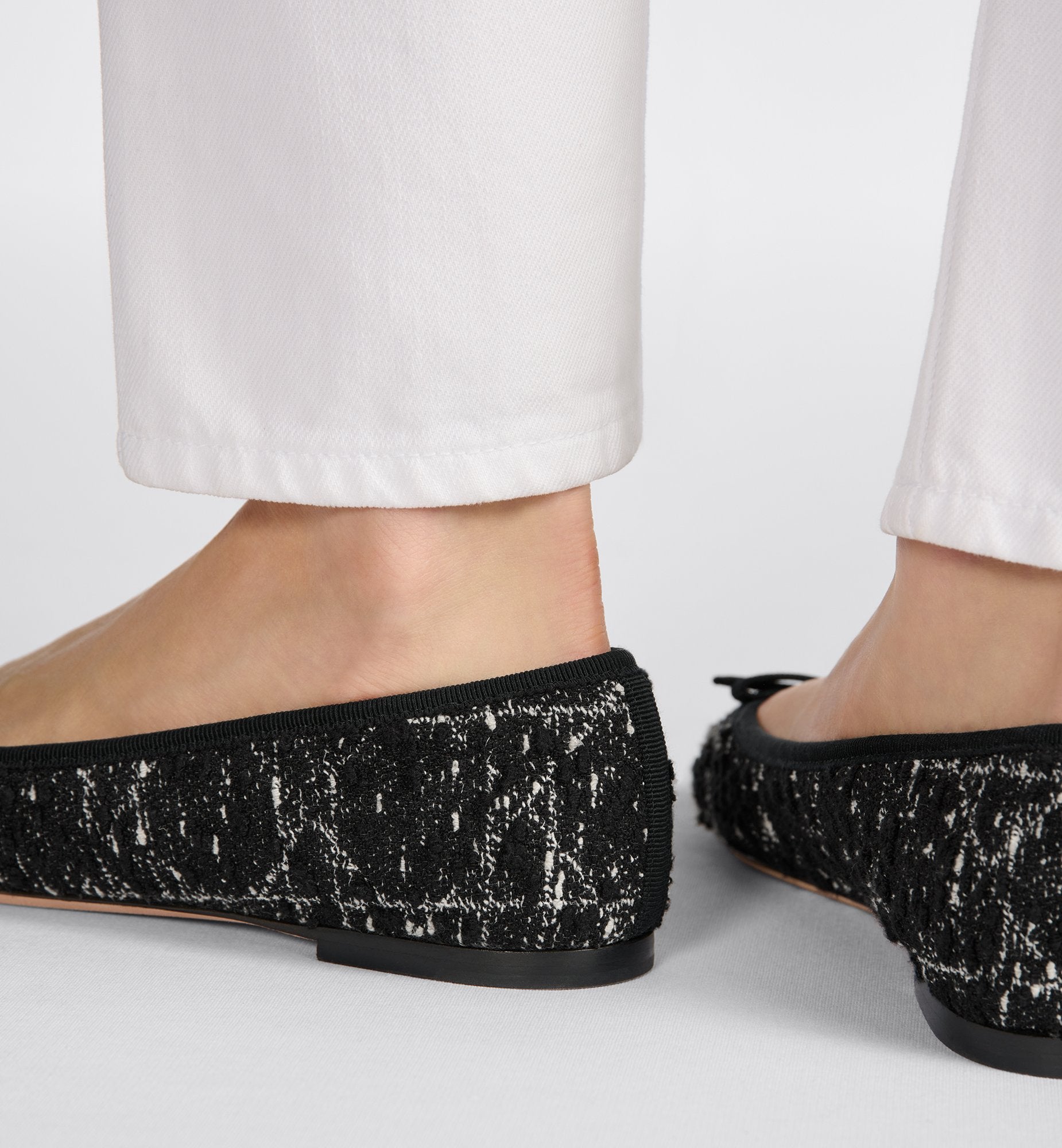 Dior Ballet Flat Black And White Cannage Tweed