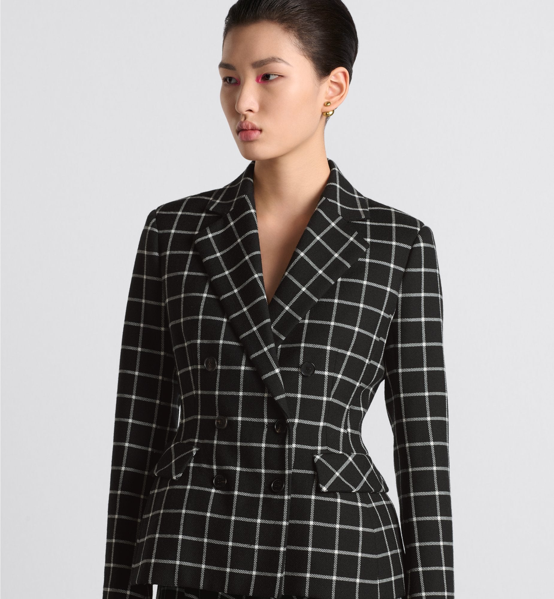 Fitted Jacket Black And White Check&