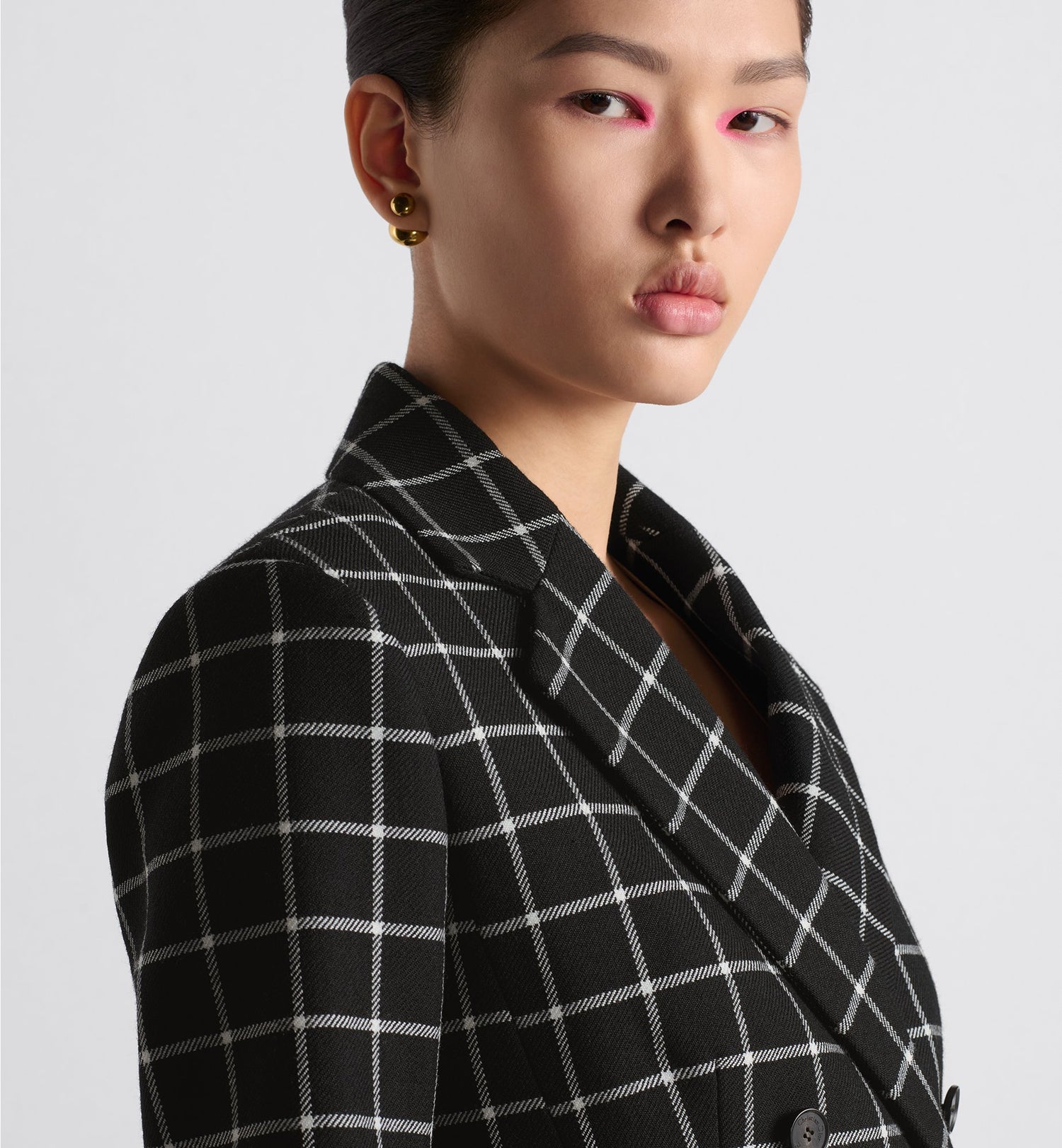 Fitted Jacket Black And White Check&