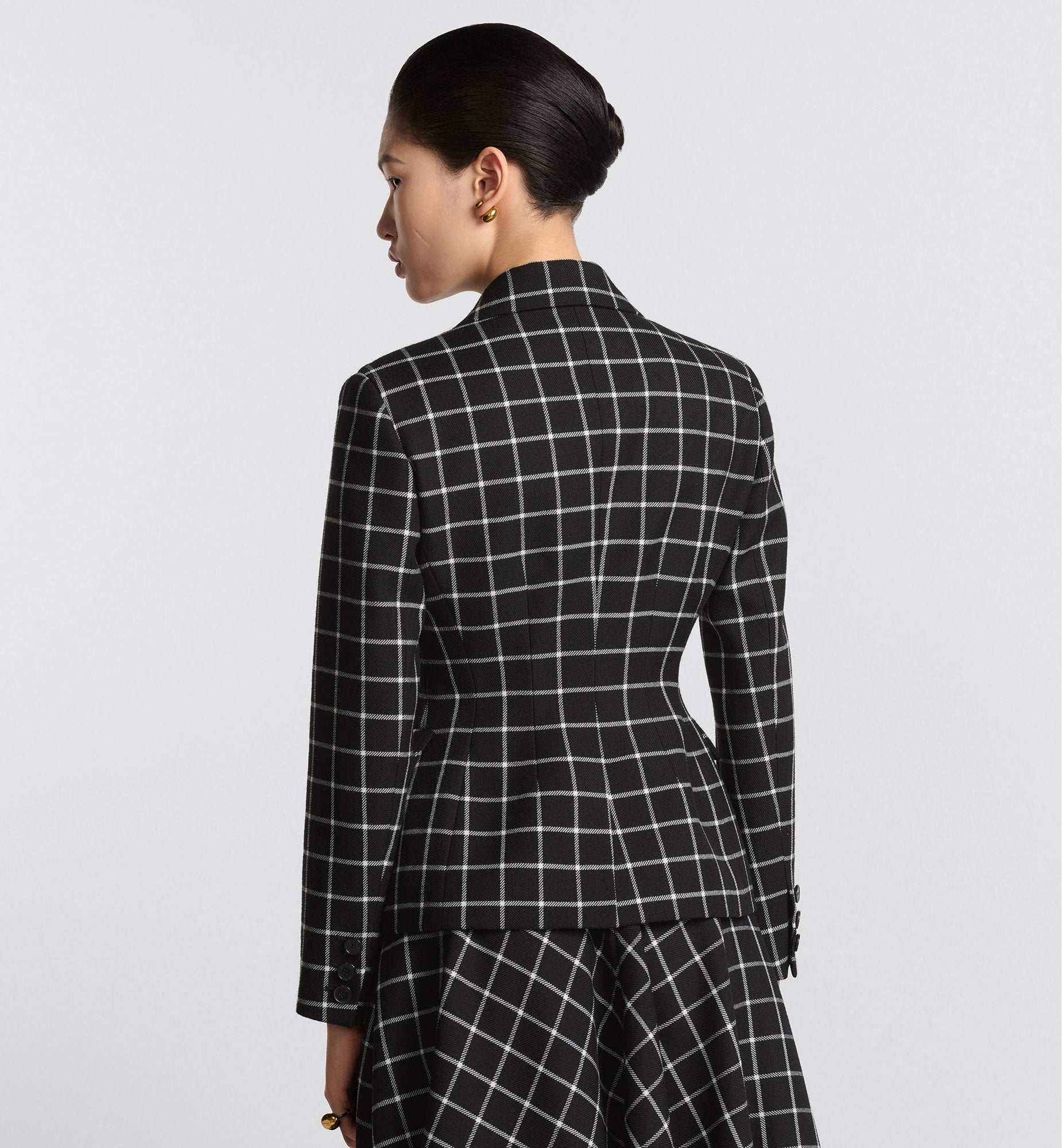 Fitted Jacket Black And White Check&