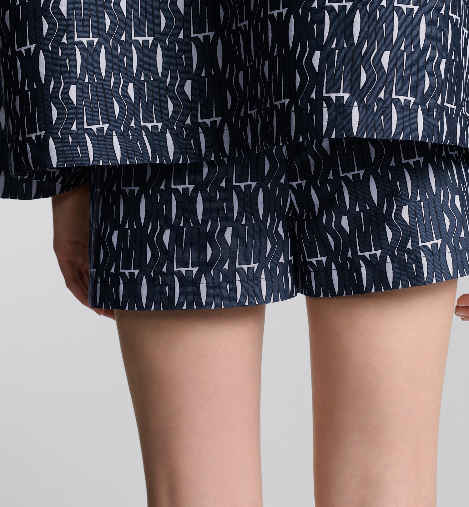 Skort White Technical Taffeta Jacquard With Navy Blue Miss Dior Allover Motif