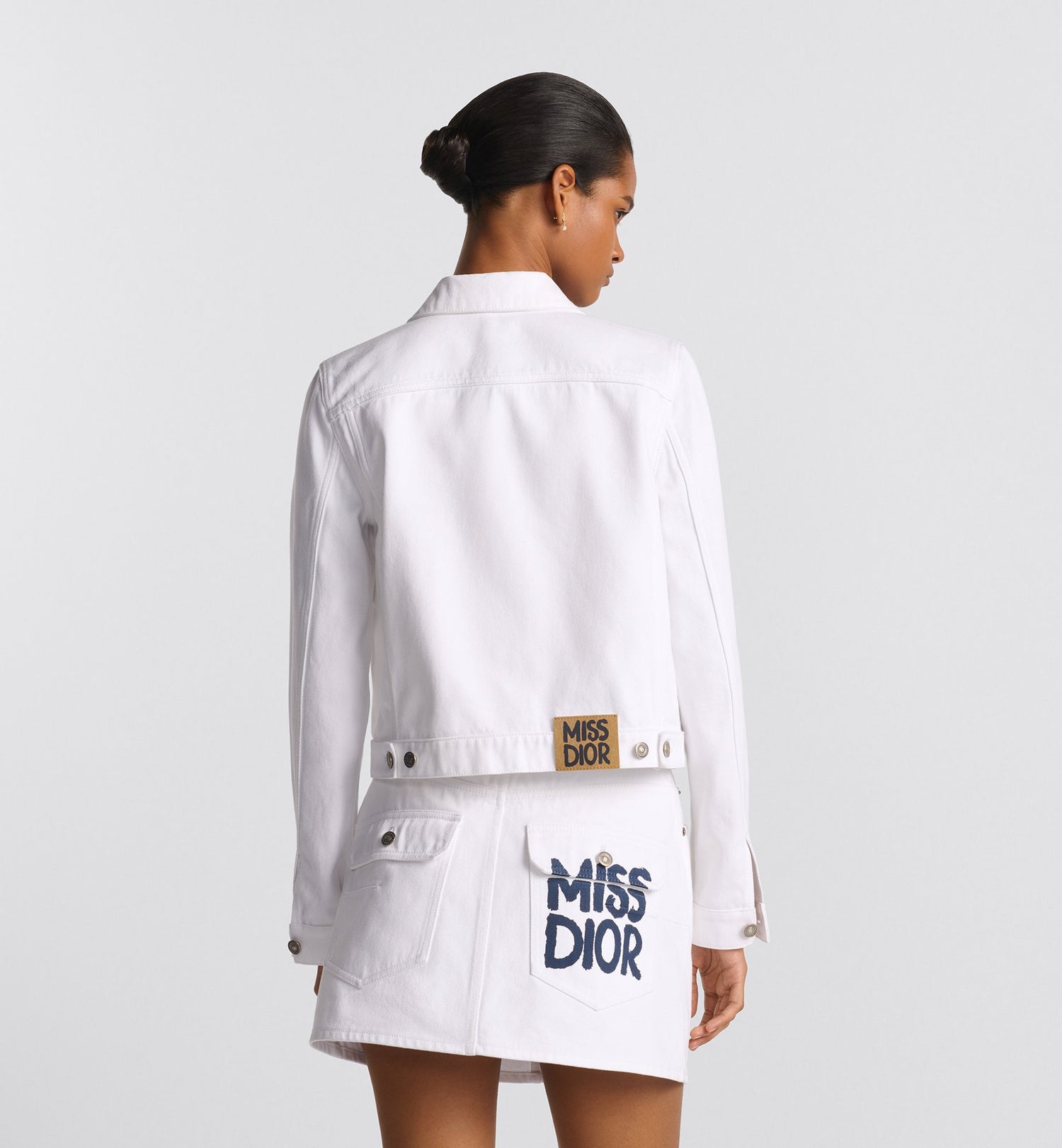 Jacket White Cotton Denim With Blue Miss Dior Graffiti Motif