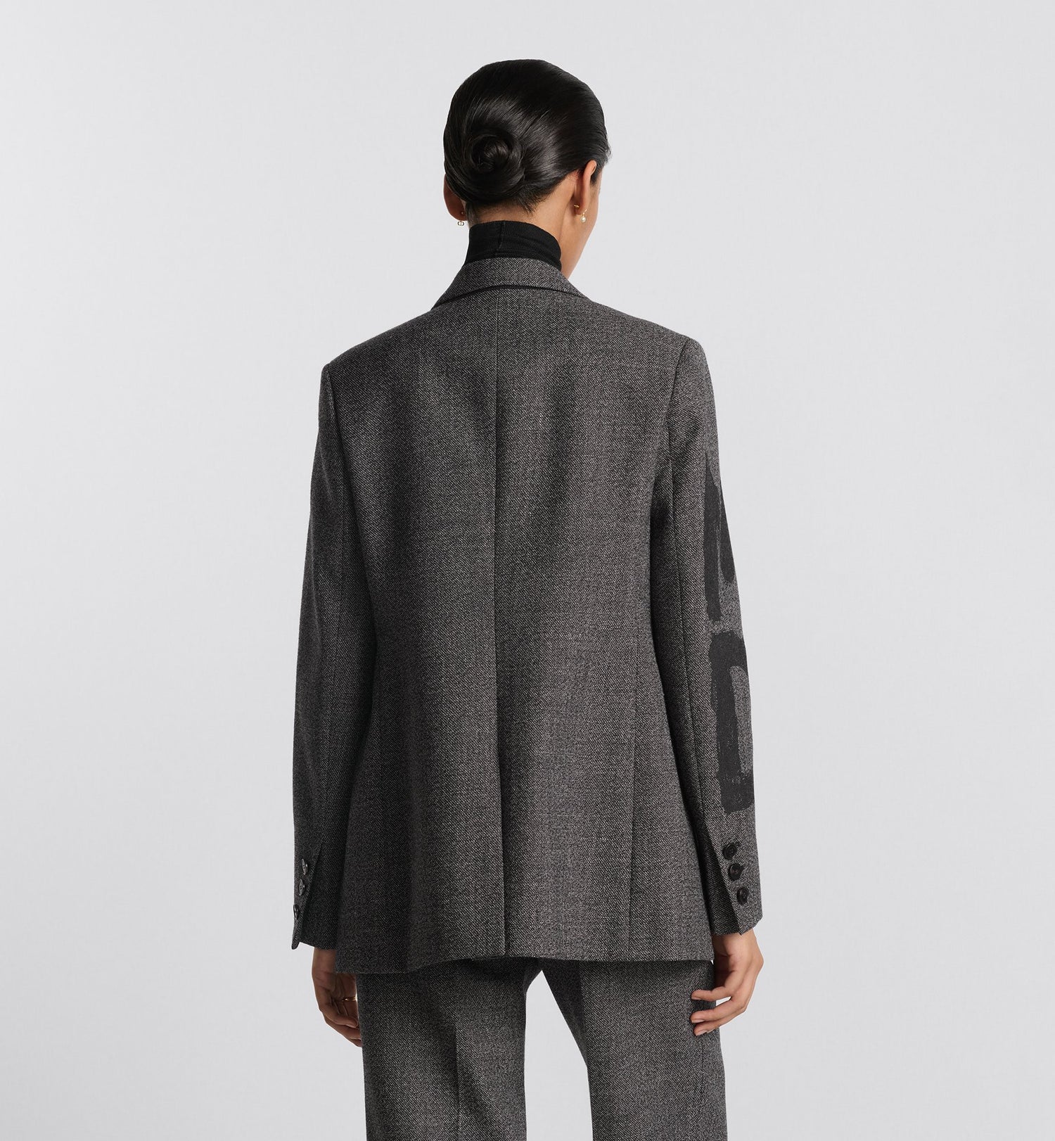 Blazer Gray End On End Virgin Wool With Black Miss Dior Graffiti Motif