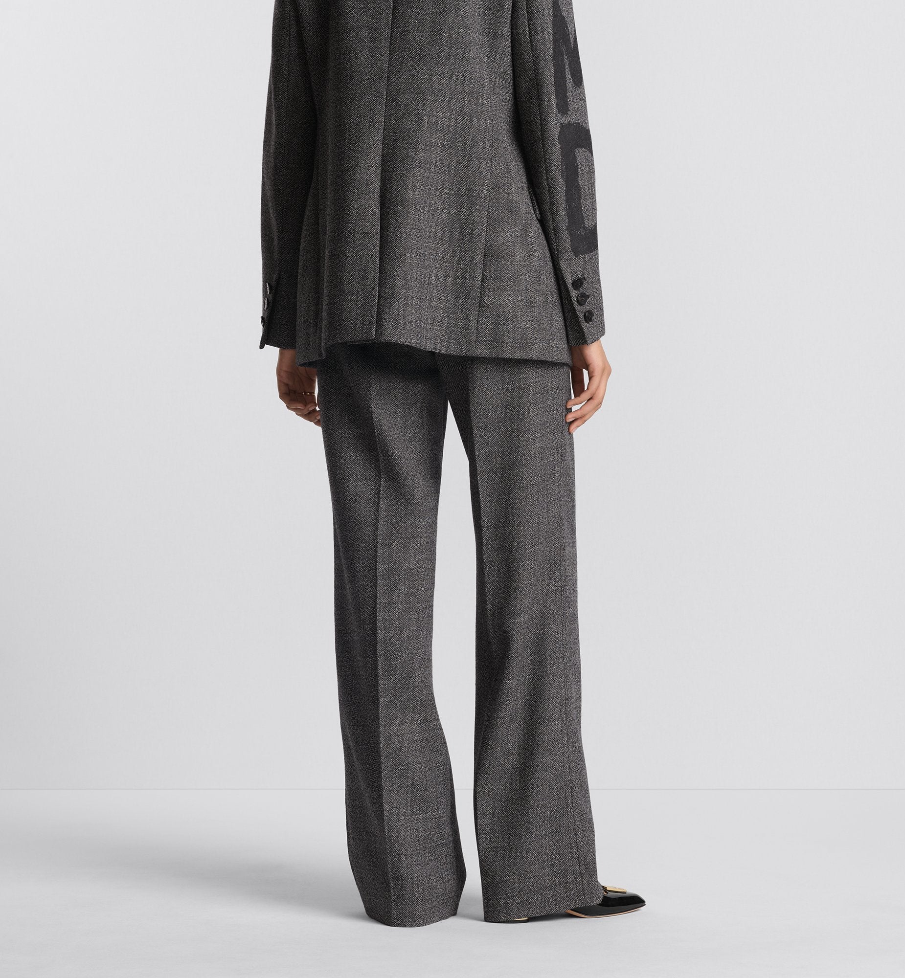 Wide-Leg Pants Gray End-On-End Virgin Wool