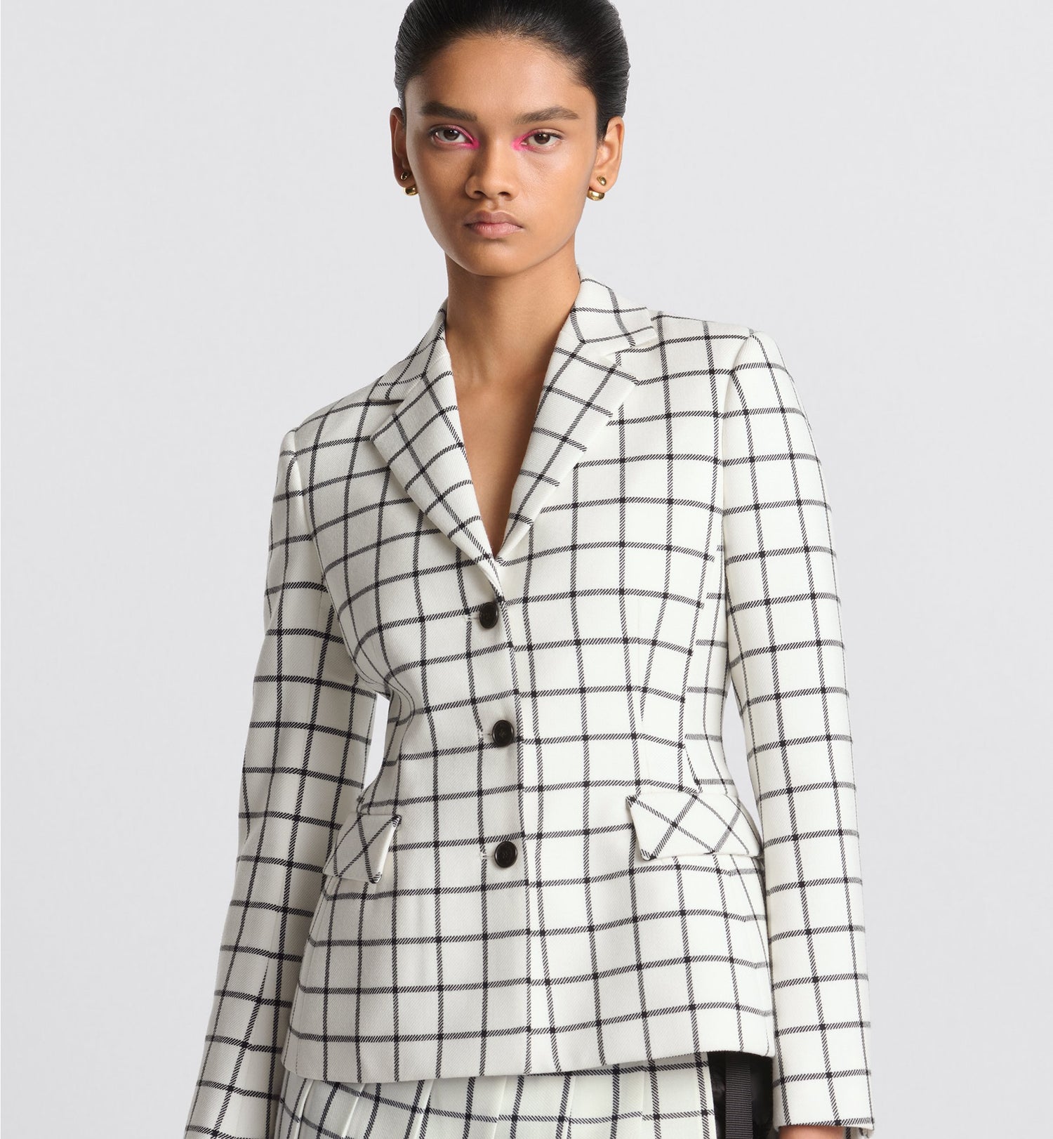 Fitted Jacket White And Black Double-Sided Check&